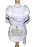 Bark Fifth Avenue My Plush Spa Dog Robe, soft grooming towel with hood, in plush fabric for drying and comfort.