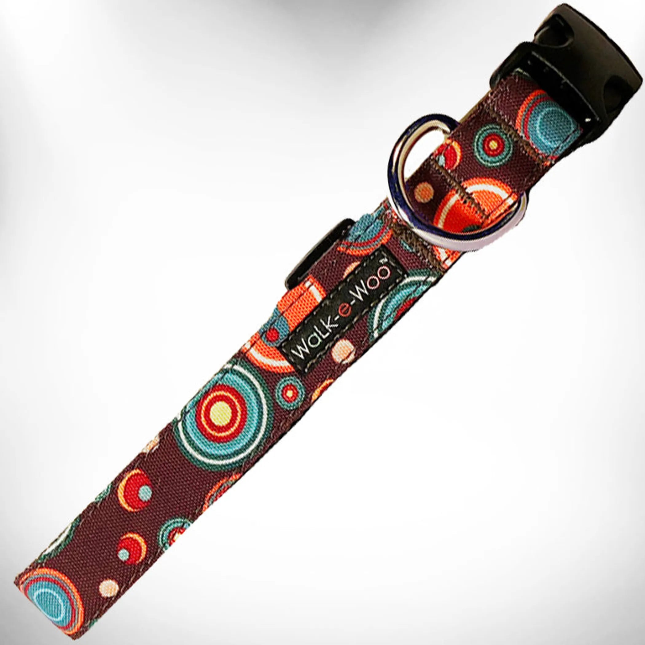 Martini dog collar by Walk-e-Woo featuring a stylish design with adjustable strap and metal buckle for small to medium dogs.