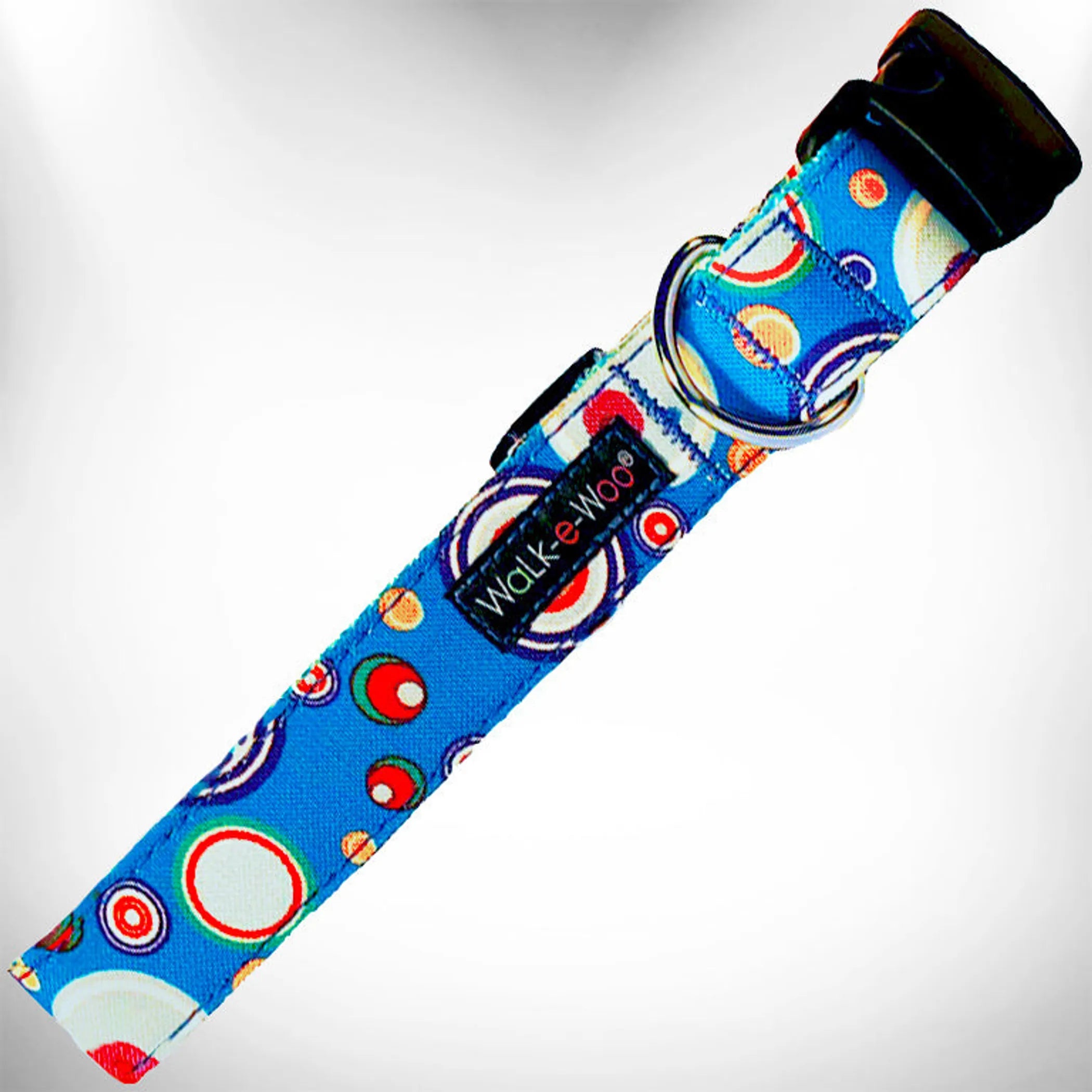 Martini dog collar by Walk-e-Woo, adjustable nylon dog collar with a stylish design, suitable for small to medium-sized dogs.