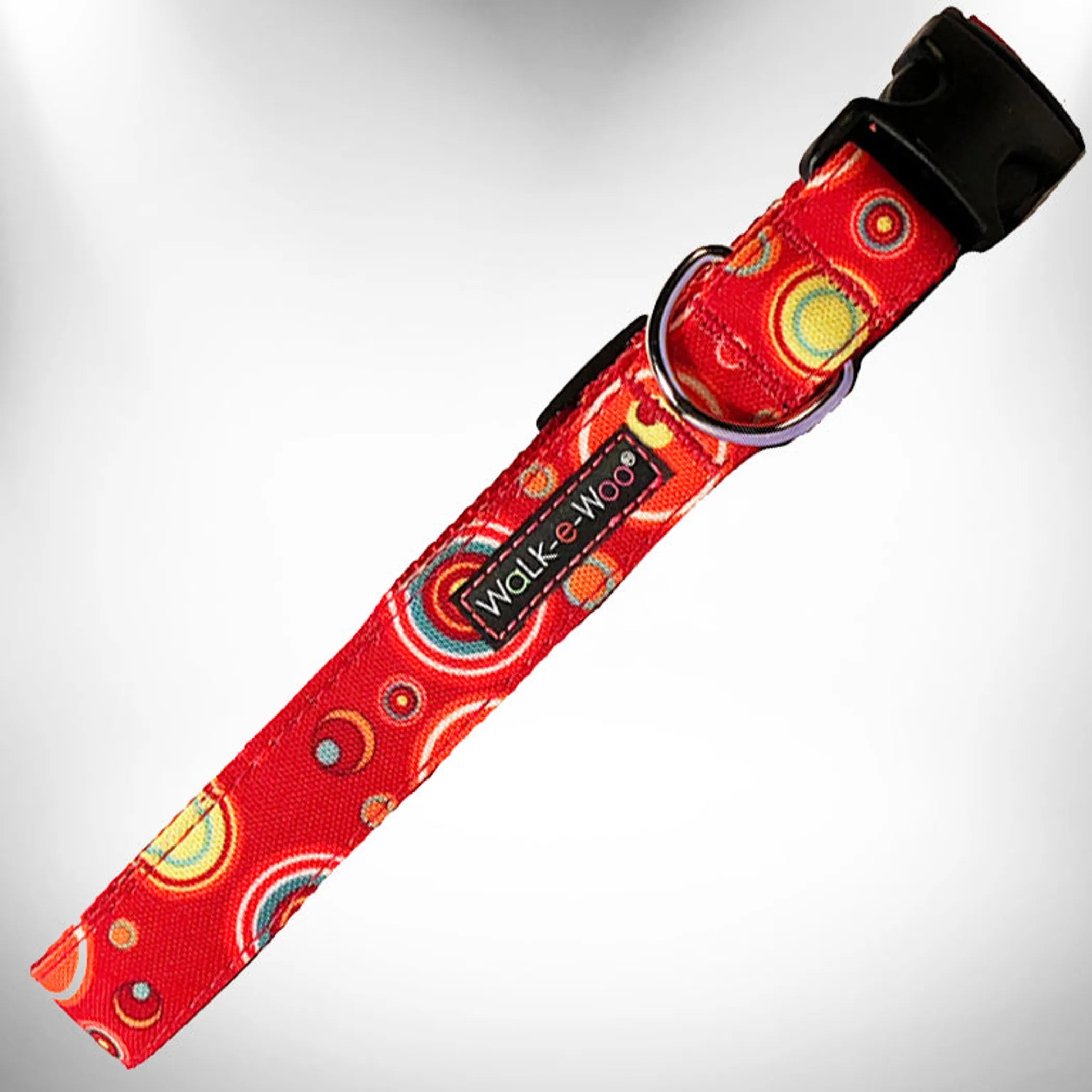 Martini Dog Collar by Walk-e-Woo featuring a stylish pattern, adjustable strap, and sturdy buckle for small to medium dogs.