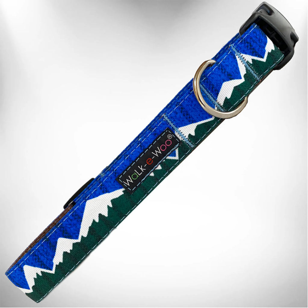 Walk-e-Woo mountain dog collar featuring durable nylon material and sturdy hardware for large breed dogs.
