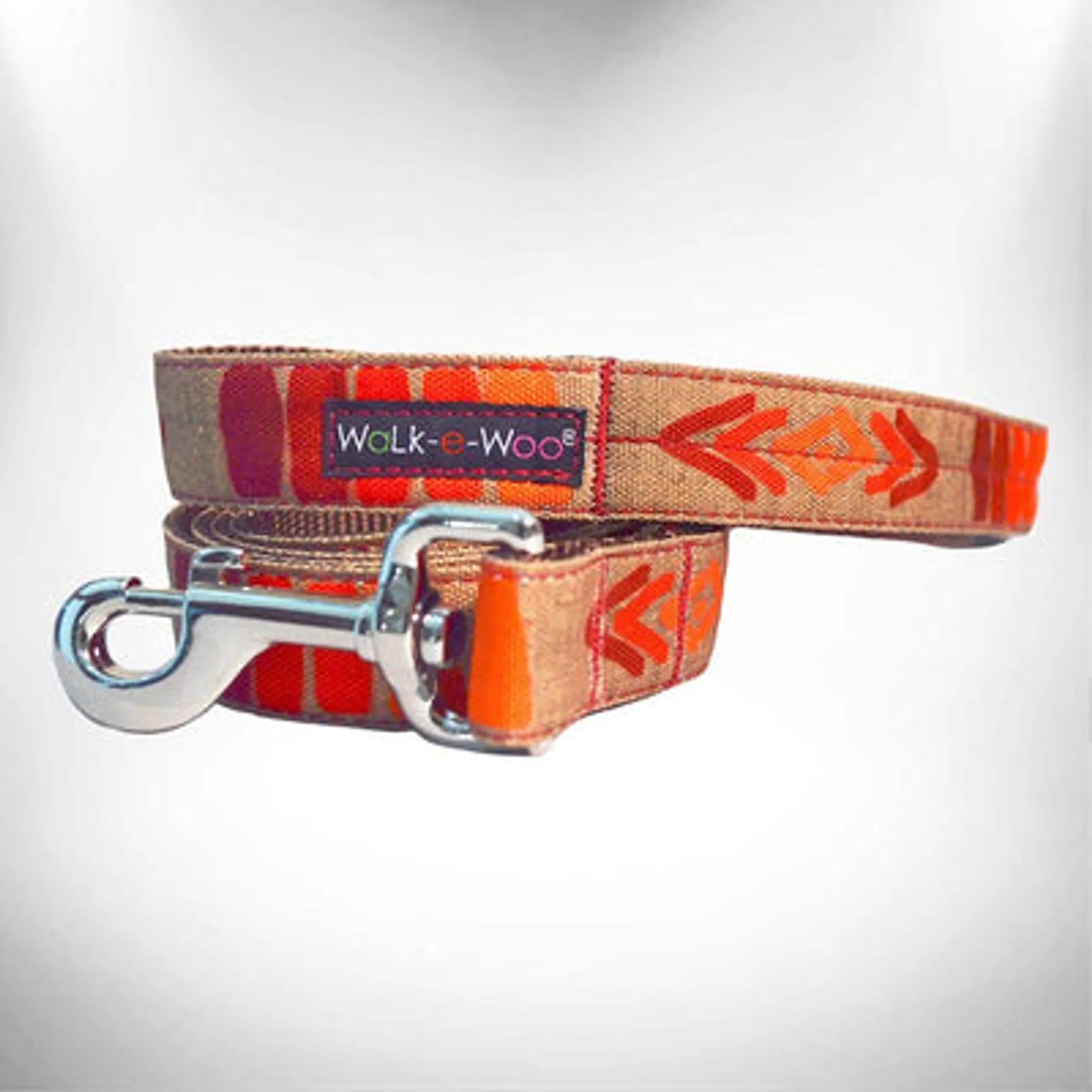 Walk-e-Woo tribal dog collar lead with colorful tribal patterns and sturdy design for medium to large dogs.