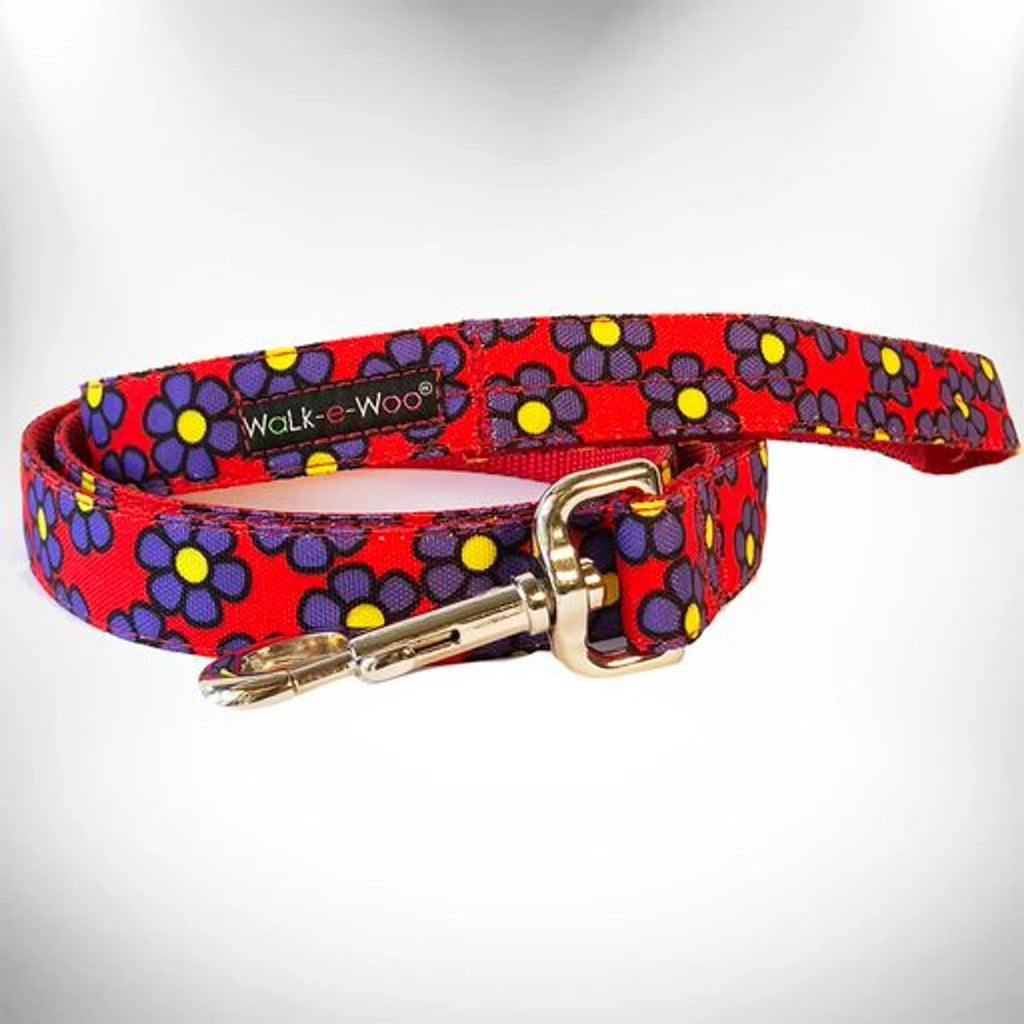 Walk-e-Woo Flower Dog Lead showing a colorful floral design on a durable leash for dogs.