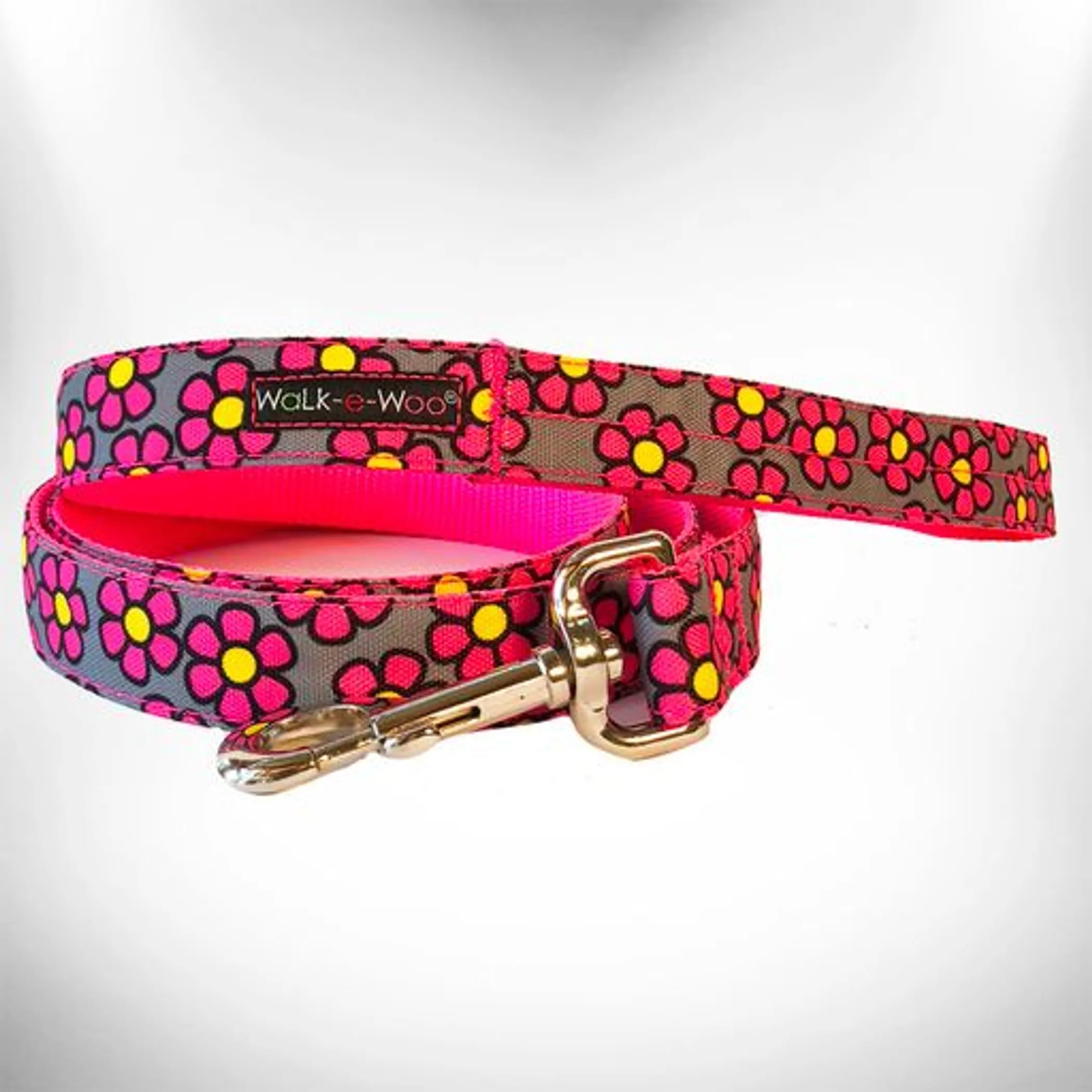 Flower Dog Leads by Walk-e-Woo, colorful dog lead with floral pattern, made for secure and stylish pet walking.