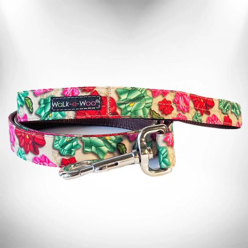 Walk-e-Woo Flower Dog Lead showing a colorful floral design on a durable dog leash for pets.