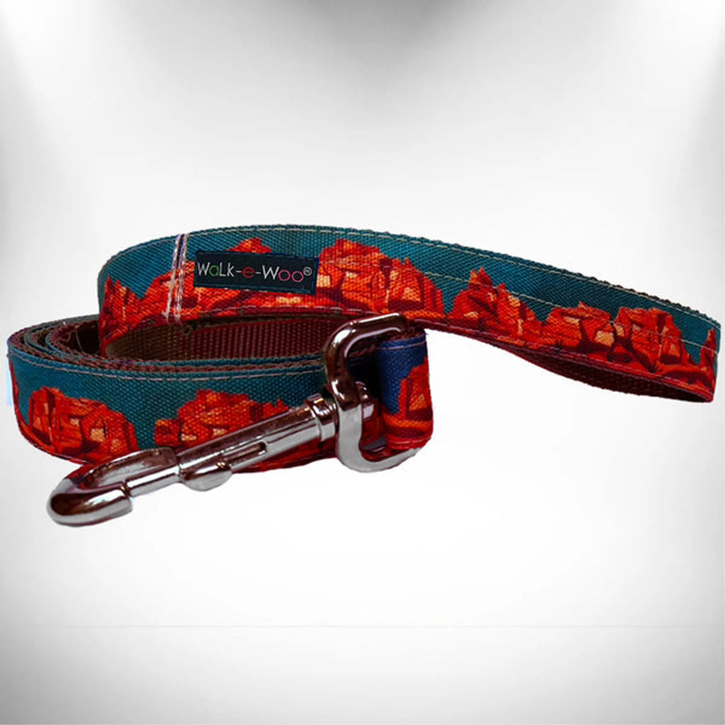Walk-e-Woo Nature-Lover Dog Collar featuring a vibrant floral design, adjustable strap, and durable material for outdoor adventures.