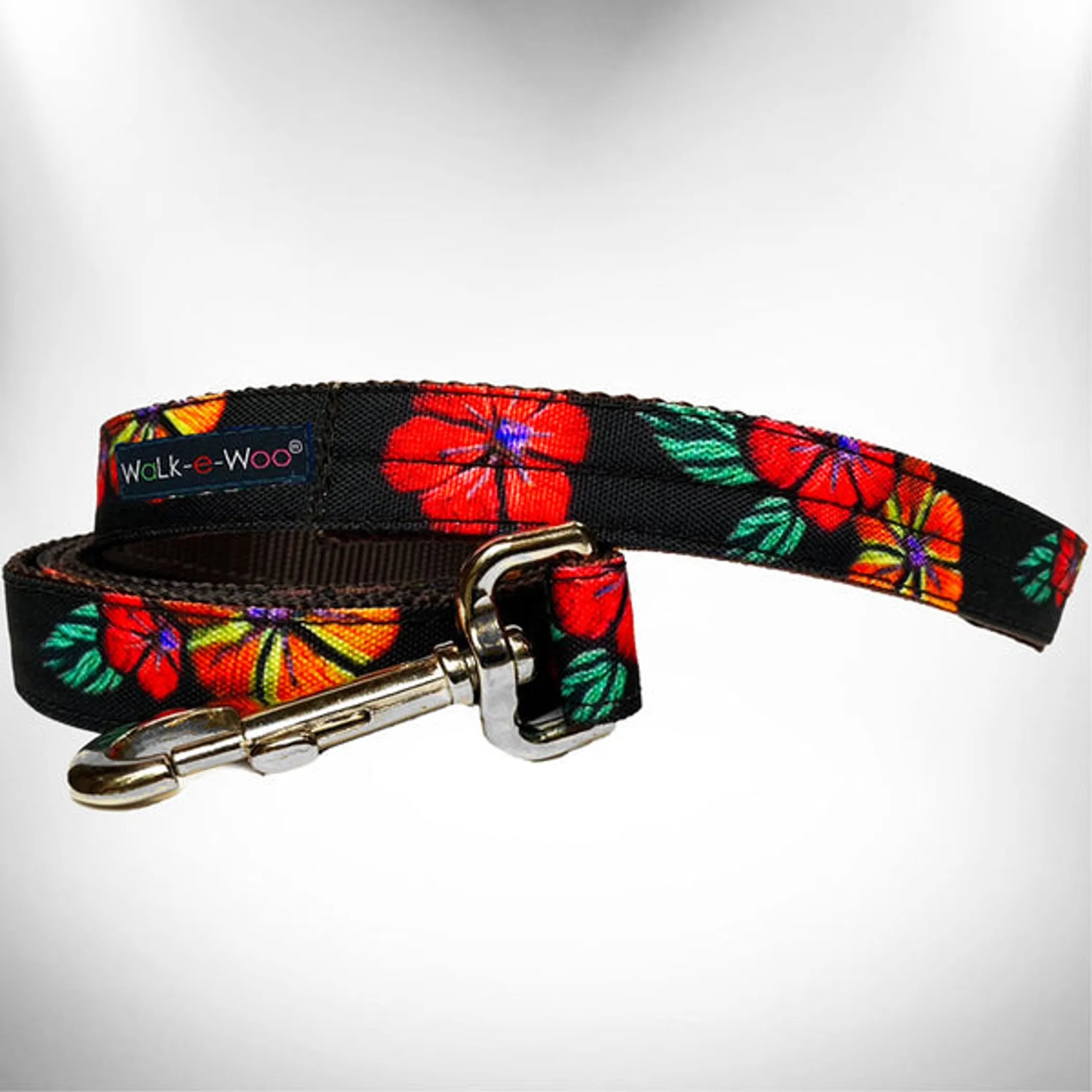 Walk-e-Woo Nature-Lover Dog Collar featuring a vibrant nature-inspired pattern on a sturdy collar for dogs.