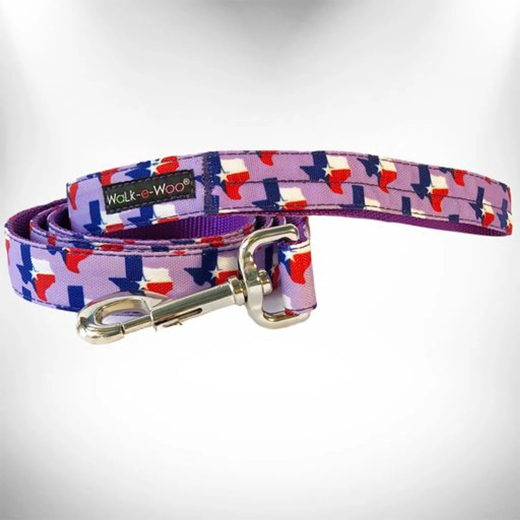 Walk-e-Woo Colorado and Texas dog leads, durable black nylon leashes with metal clips, designed for strong and active dogs.