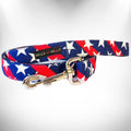 Stars & Stripes dog lead by Walk-e-Woo featuring a patriotic red, white, and blue stars pattern on durable nylon.
