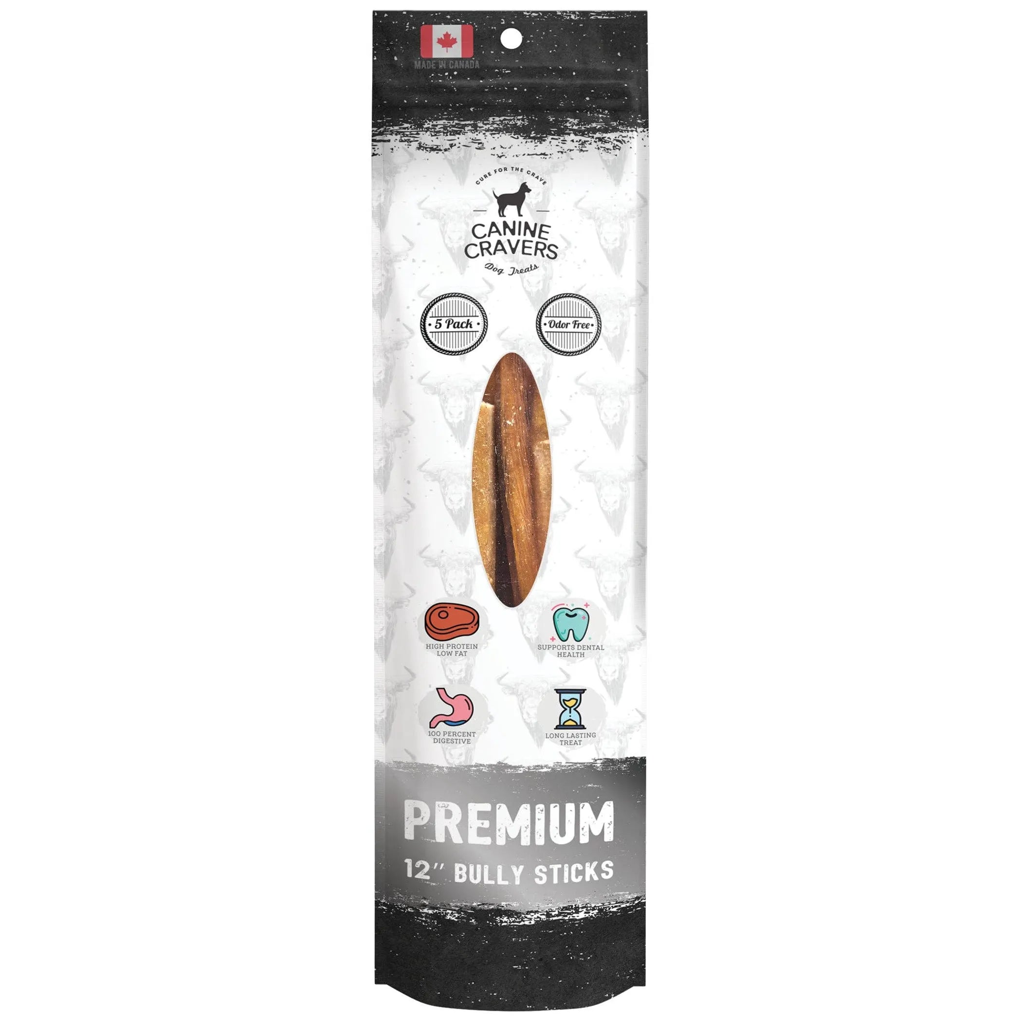 Pure Pals premium beef bully stick dog treat, natural and durable chew for dogs, shown in the image.
