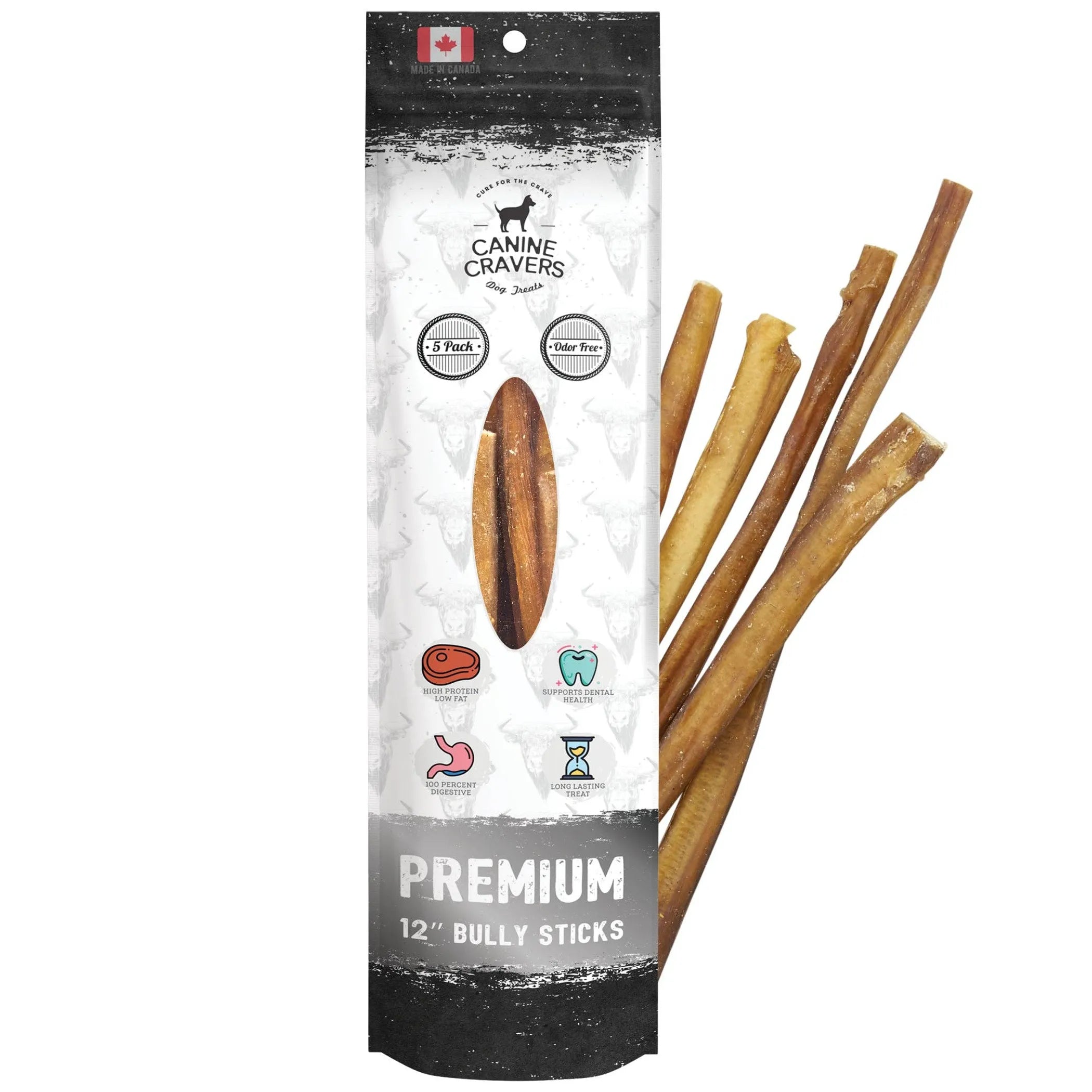 Pure Pals premium beef bully stick dog treat, natural and long-lasting chew for dogs, shown in the image.