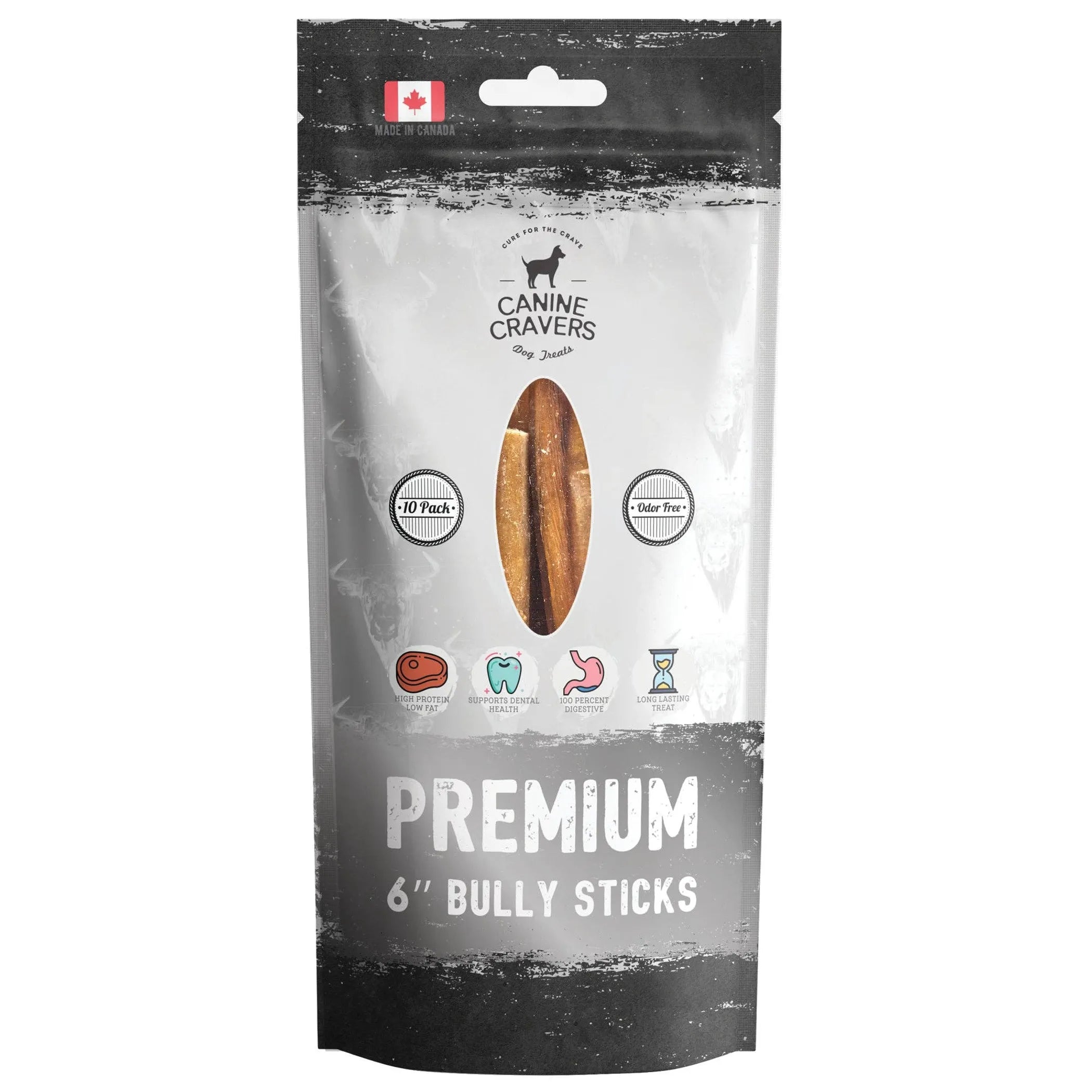 Pure Pals premium beef bully stick dog treat, natural and wholesome, shown in a close-up image.