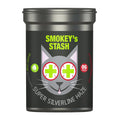 Smokey's Stash Silvervine Haze cat treats with potent catnip and silver vine, shown in a resealable bag for feline enjoyment.
