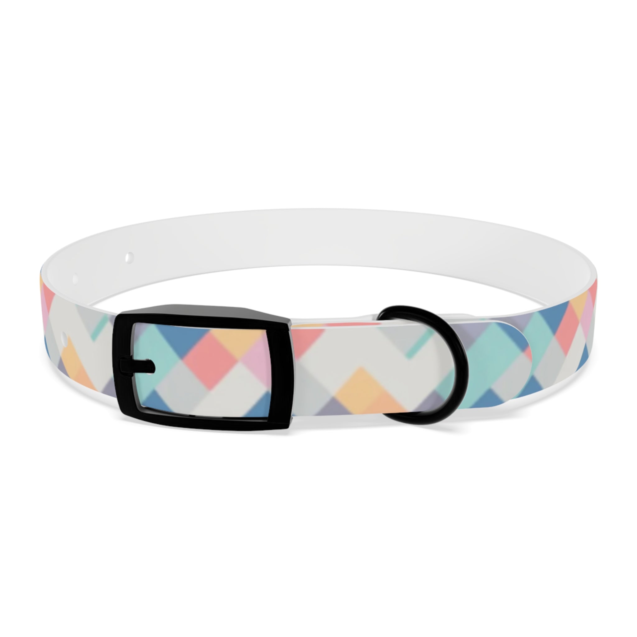 Pastel Pixel Weave in Diagonal Harmony - Pet Collar Pet Zen