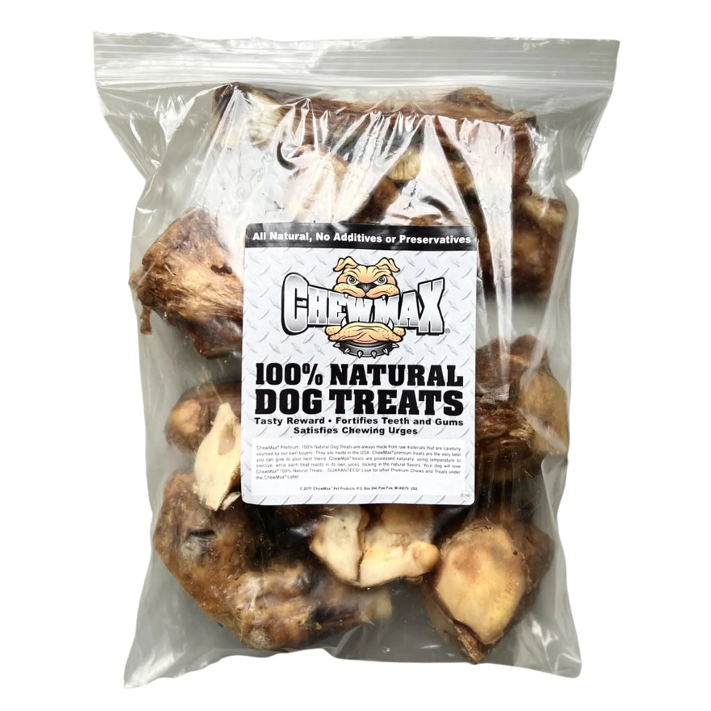 ChewMax Pet Products Beef Tidbit Dog Treat Bag for training and rewards, shown with treats inside.