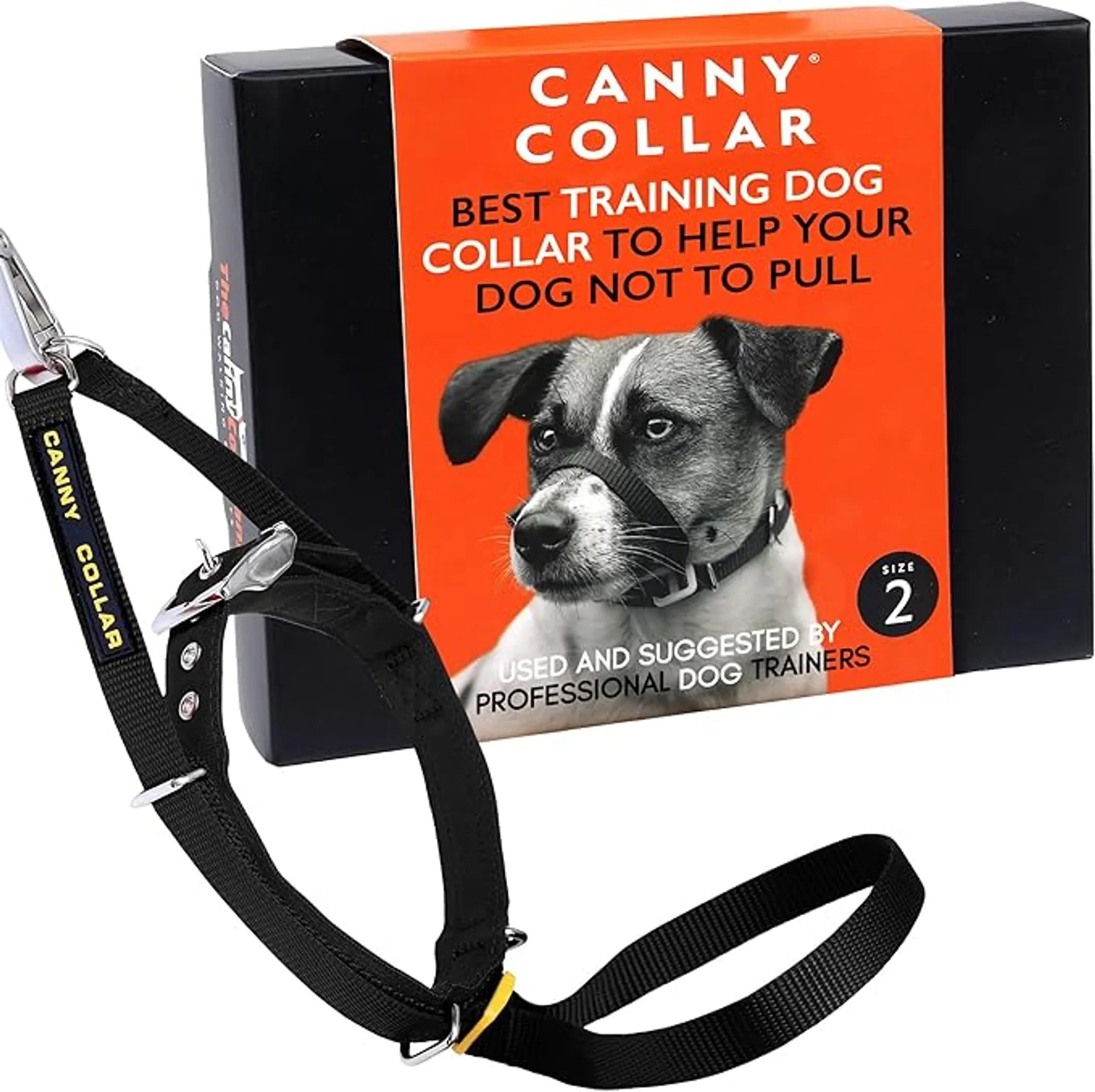 CannyCo America no-pull dog head collar with adjustable strap, gentle and humane leash training aid for dogs.