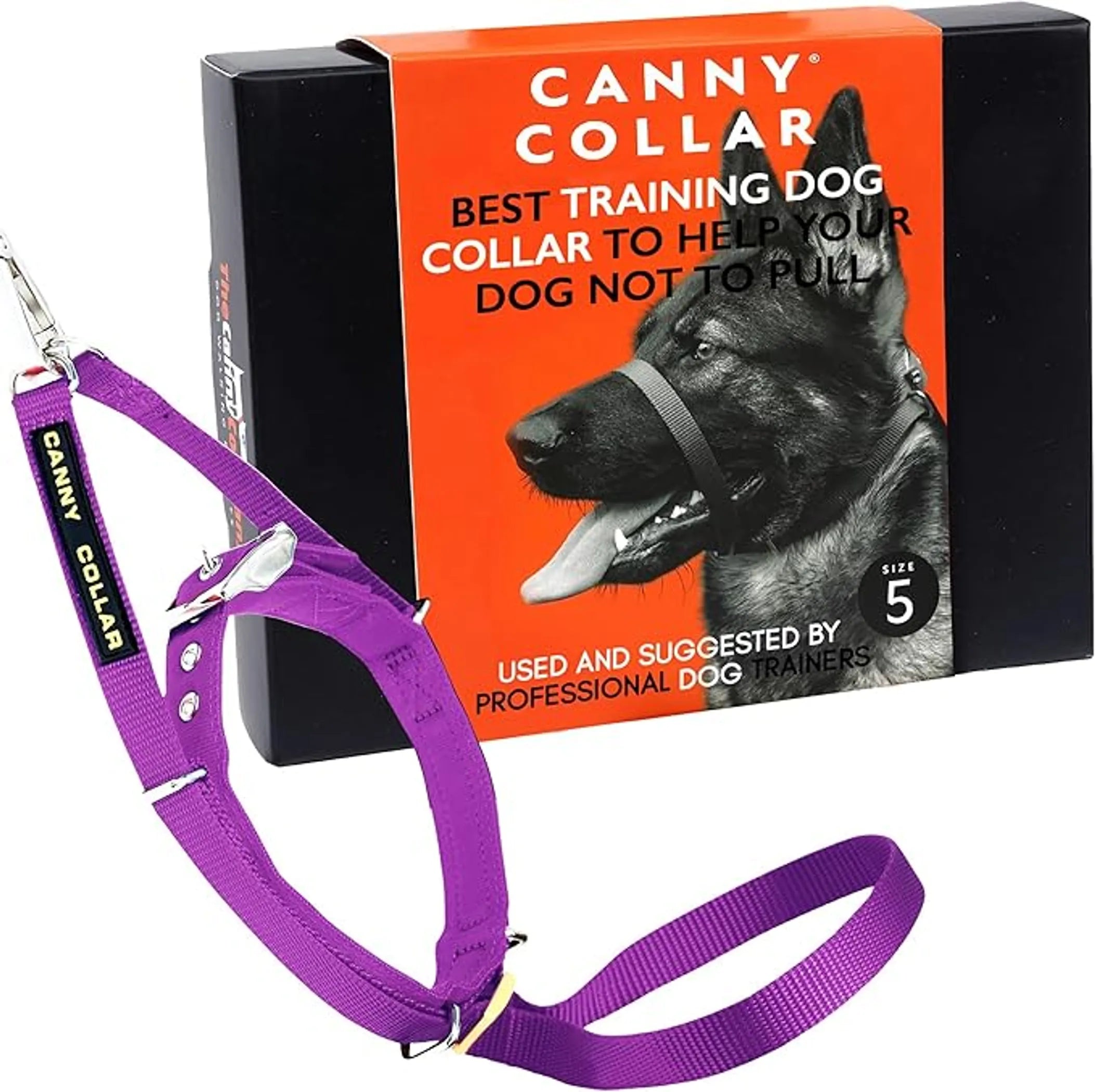 CannyCo America no-pull dog head collar with leash, gentle and humane training aid for safe leash walking and control.