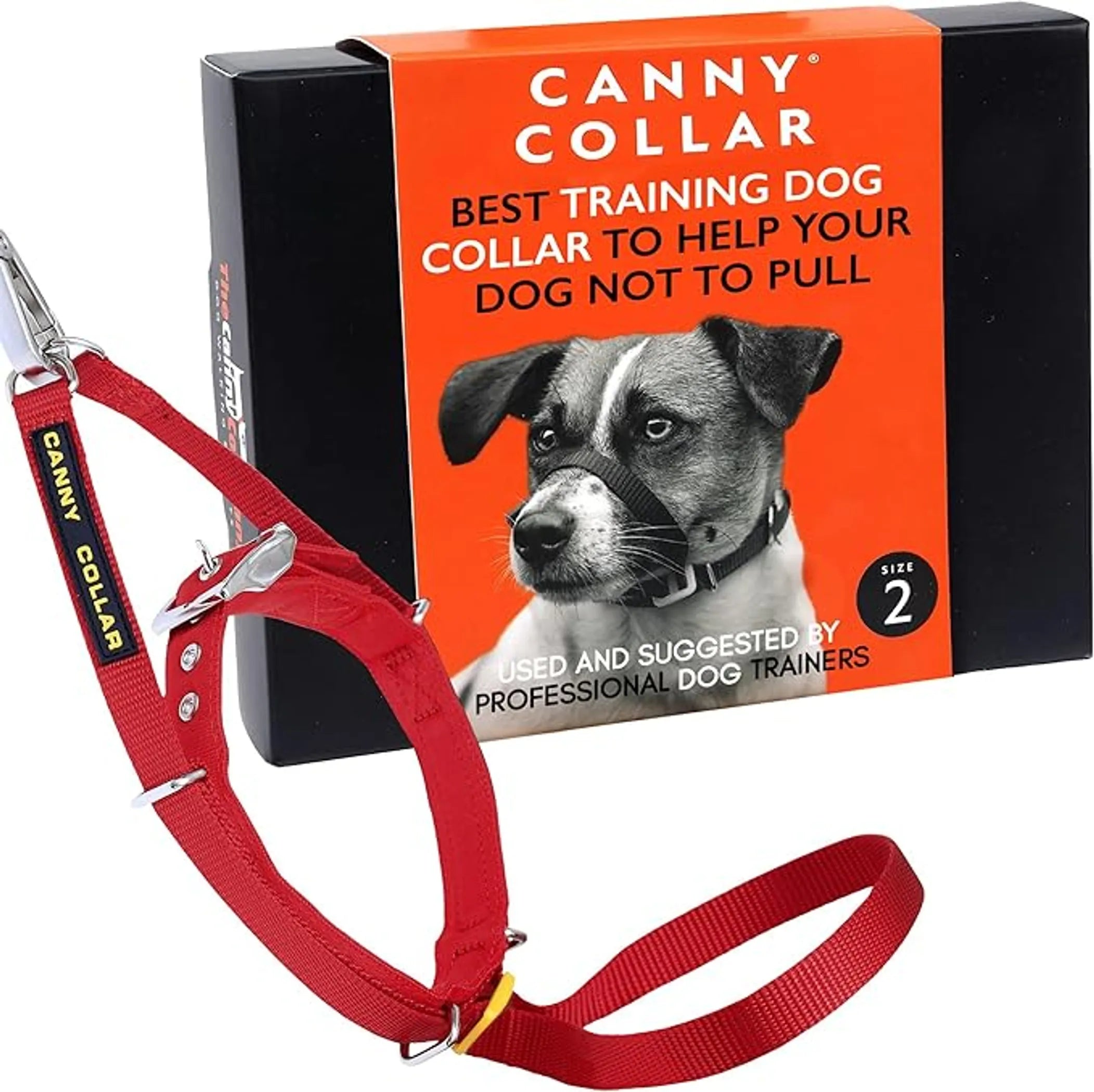CannyCo America no-pull dog head collar with adjustable strap, gentle and humane leash training aid for dogs.