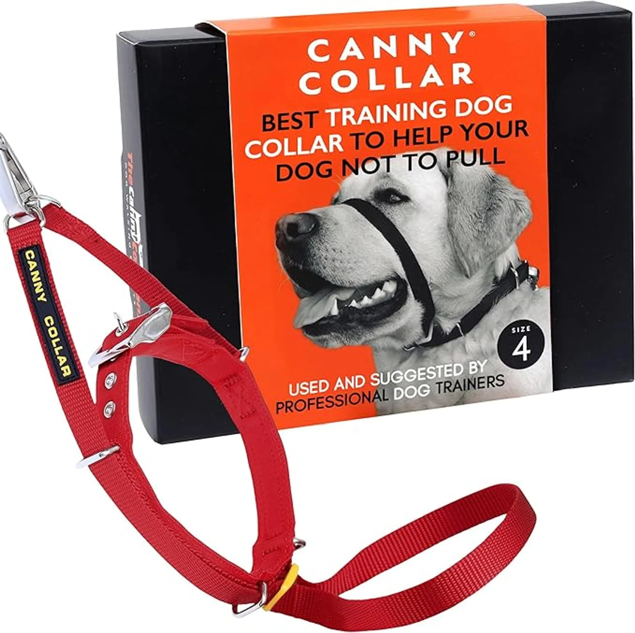 CannyCo America no-pull dog head collar with adjustable straps, gentle and humane leash training aid for dogs.