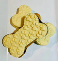 Dog treats called Sammies by The Blue Cerebus Dog Bakery, showing a close-up of the treats in a package.