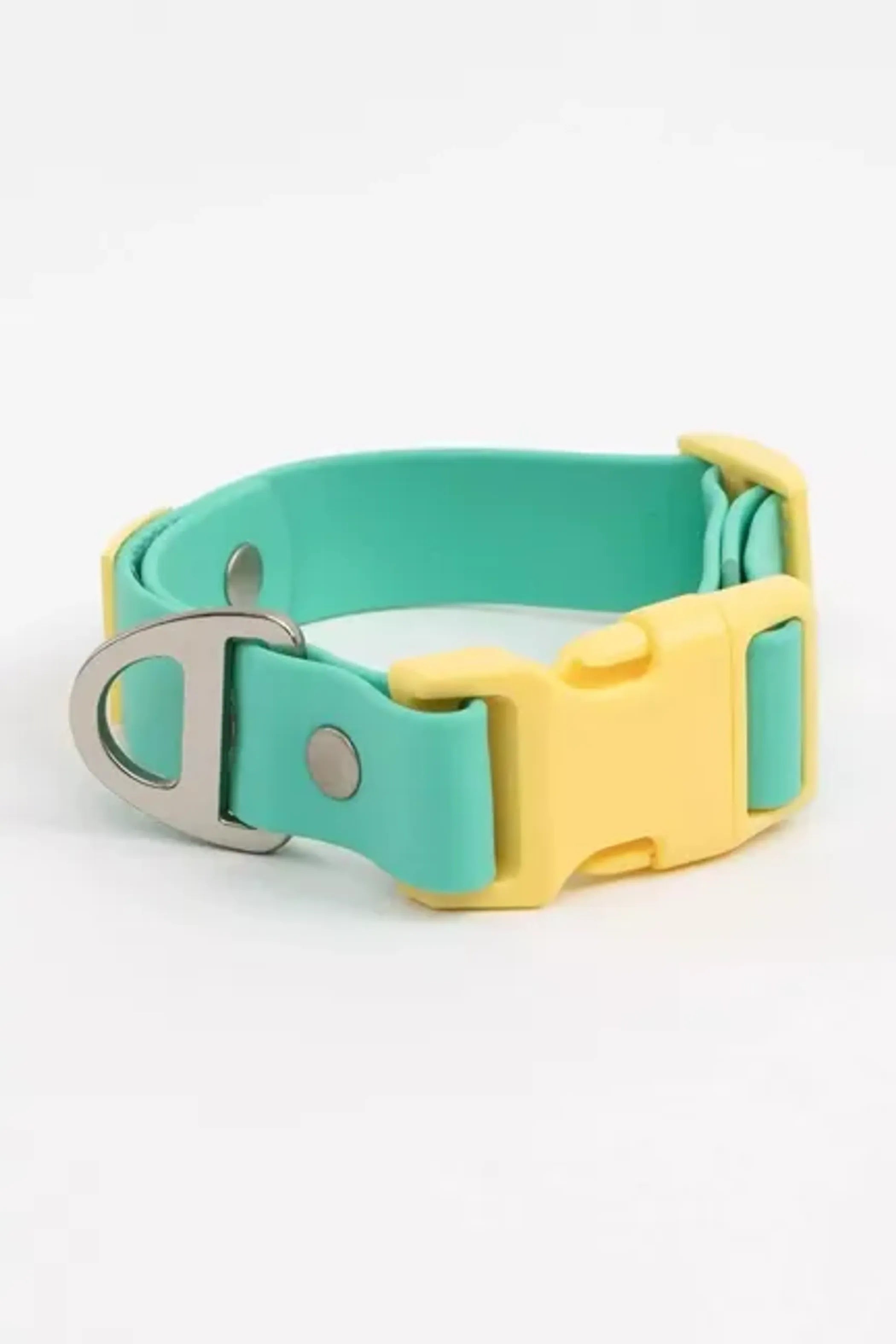 Aria the Fox Island Vibes waterproof dog collar in vibrant colors, featuring adjustable fit and durable design for outdoor adventures.