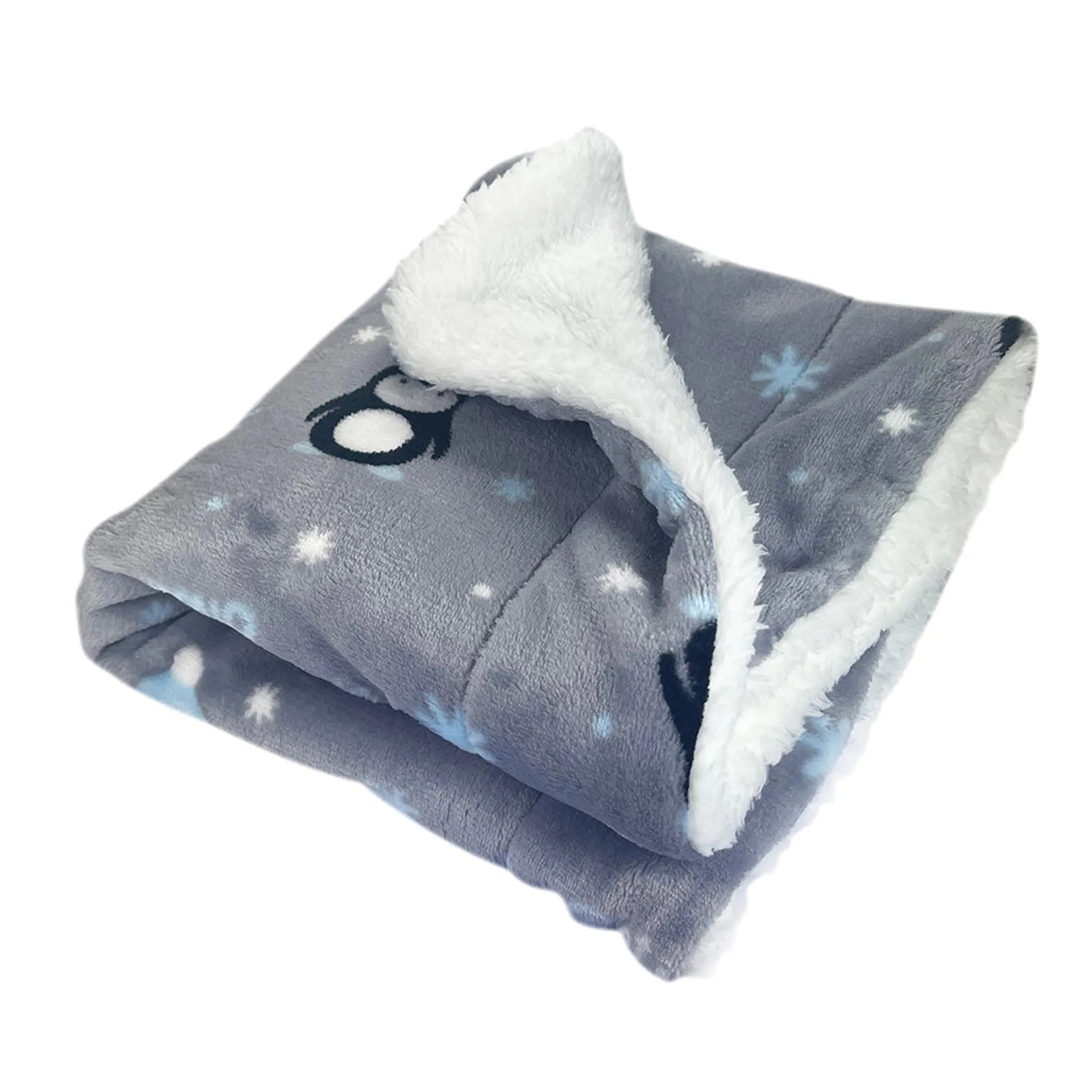 Ultra thick plush penguins blanket for dogs by Klippo Pet Inc, soft and cozy dog clothing with adorable penguin design.