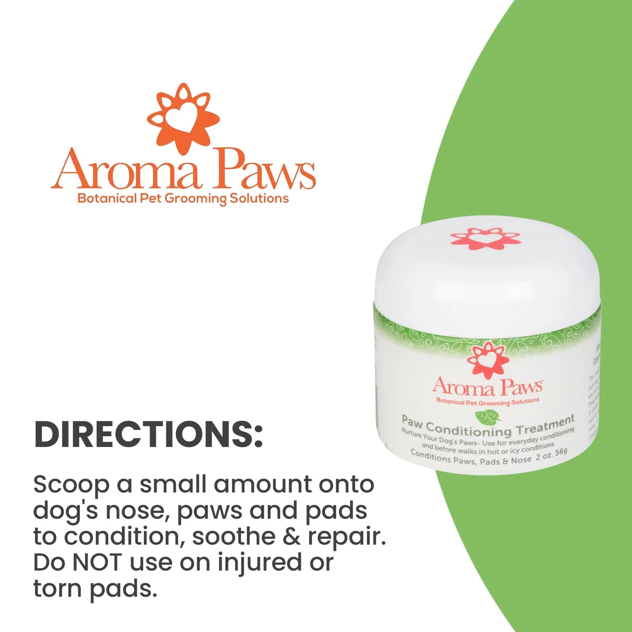 Aroma Paws 2 oz paw conditioning treatment in a small jar, designed for dogs and cats to moisturize and protect their paw pads.