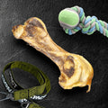 Savannah Pet Food ostrich hip bone dog treat for medium and large dogs, durable, flavor-packed chew with textured surface.
