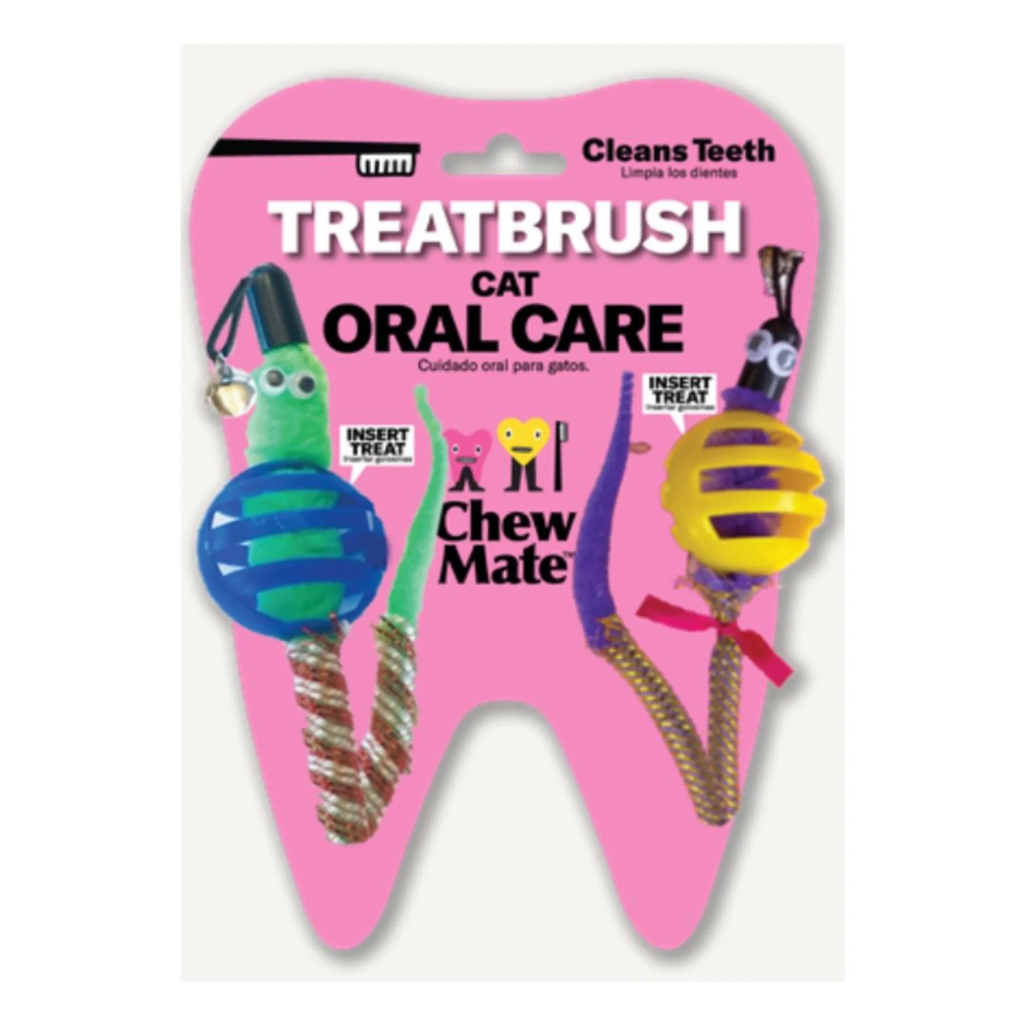 Chewmate Oral Care Floss & Treat Toothbrush Toy for dental hygiene and playful cleaning for dogs.