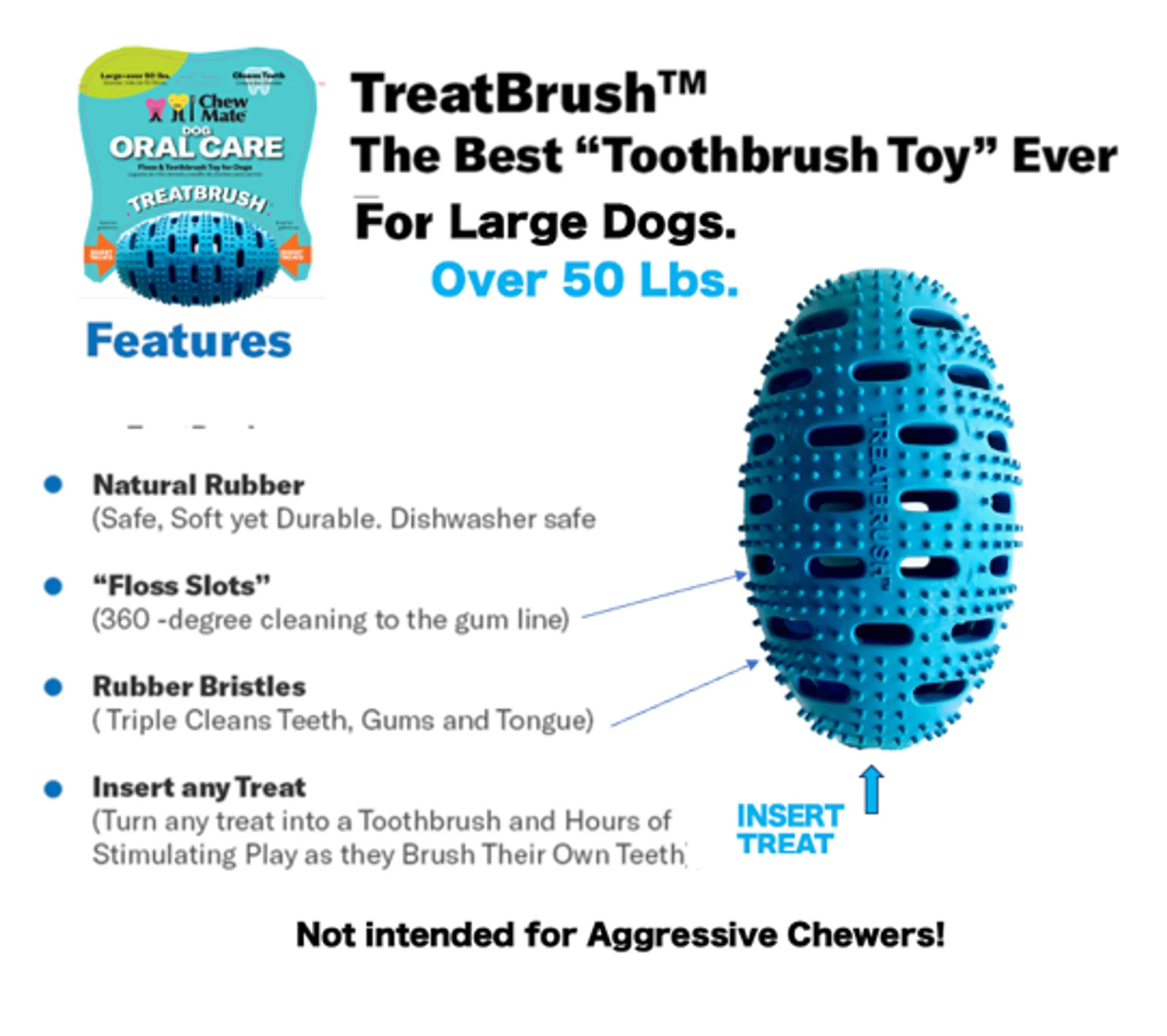 Chewmate natural rubber football dental care toy for dogs, designed for chewing and oral hygiene.