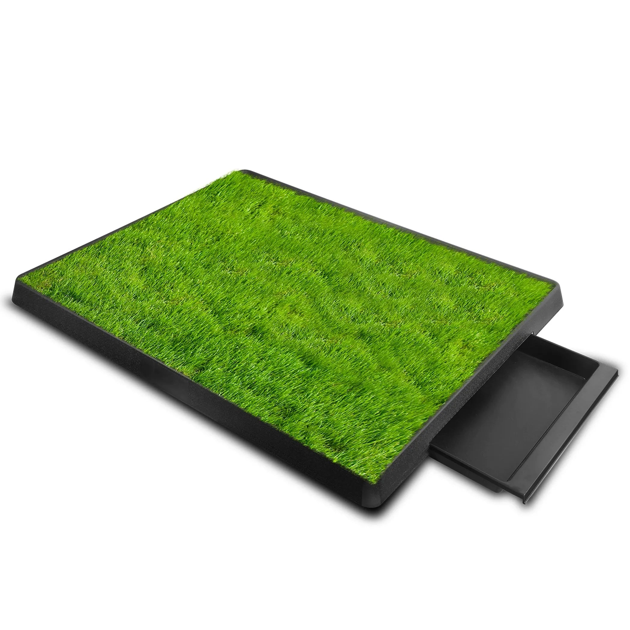 Artificial grass dog potty training pad for cats and dogs, with realistic green turf and absorbent base for easy cleaning.