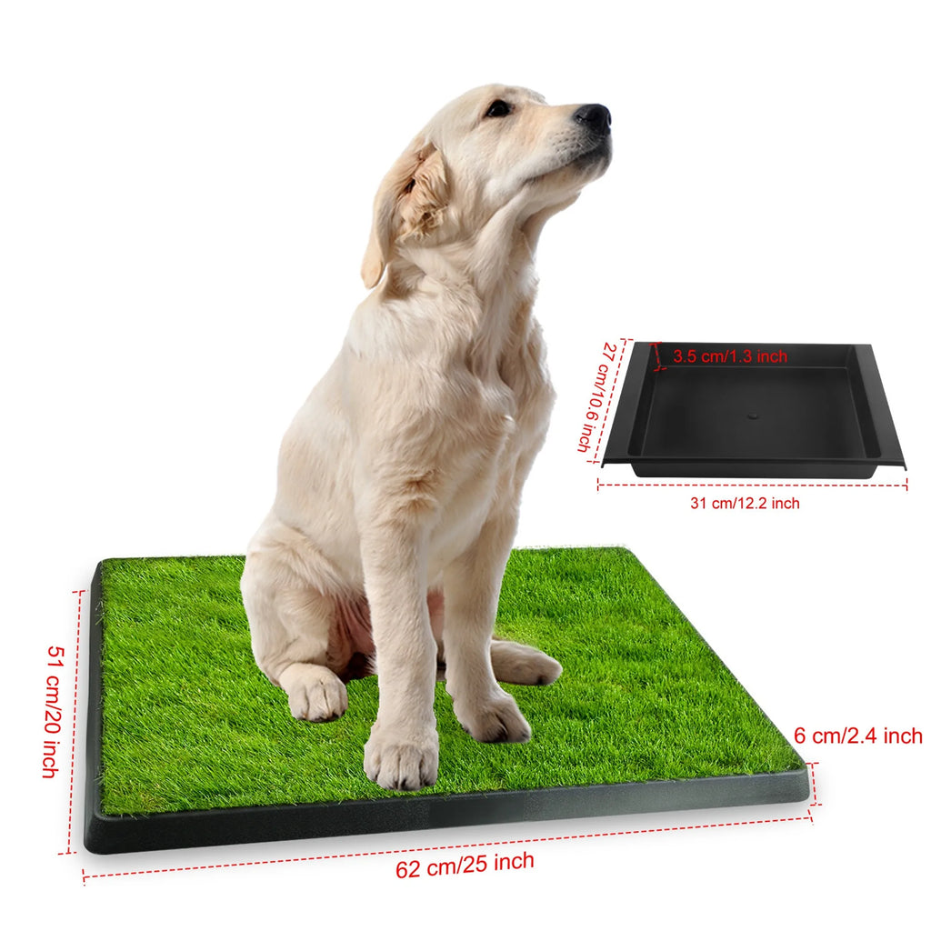 Artificial grass dog potty training pad for dogs and cats, designed for use with Linx Group cat litter boxes.