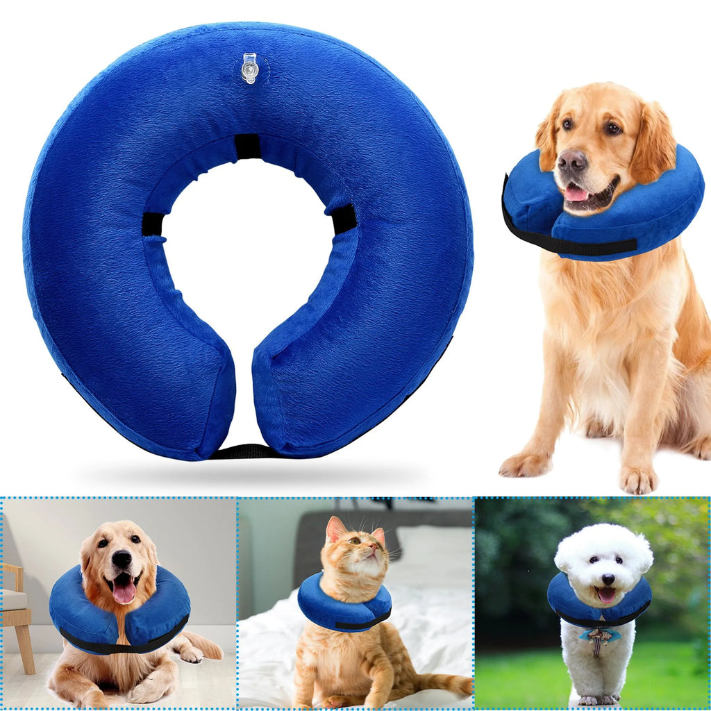 Linx Group dog protective inflatable collar for grooming, soft and adjustable pet recovery and protection during grooming sessions.