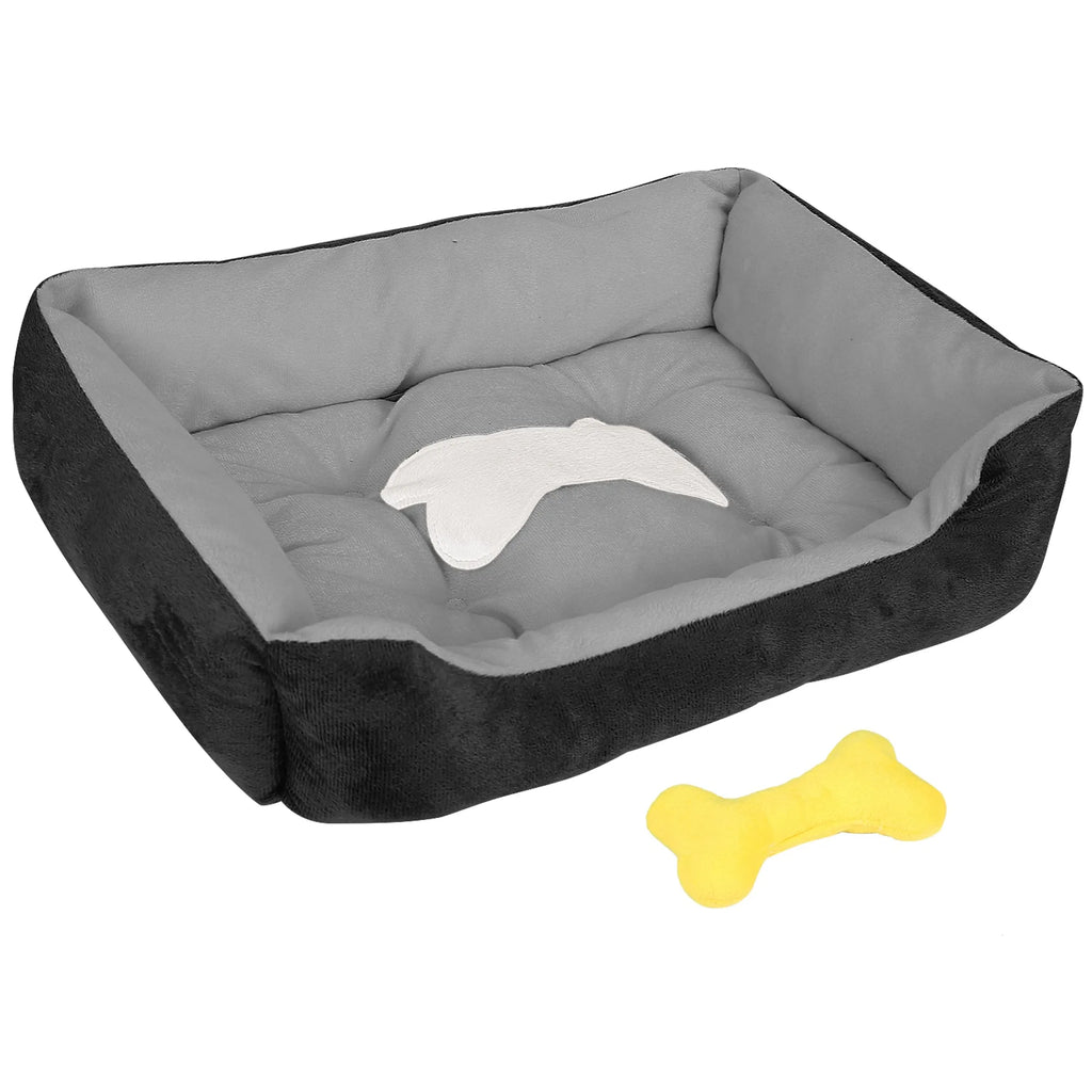 Soft black fleece puppy dog bed by Linx Group, designed for cozy comfort, with plush cushioning and raised edges for pets.