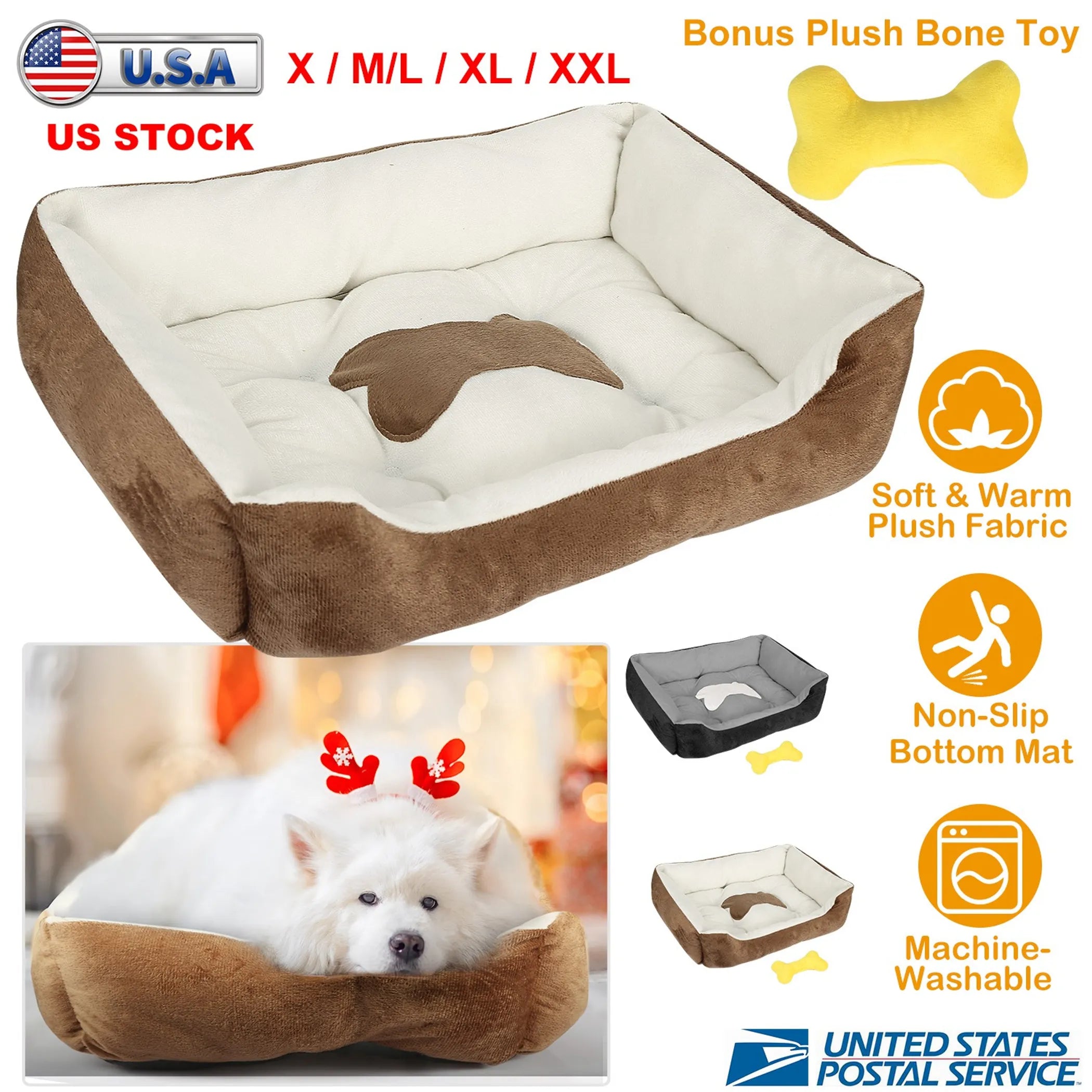 Large black fleece puppy dog bed by Linx Group, designed for cozy comfort and warmth for small and medium pets.