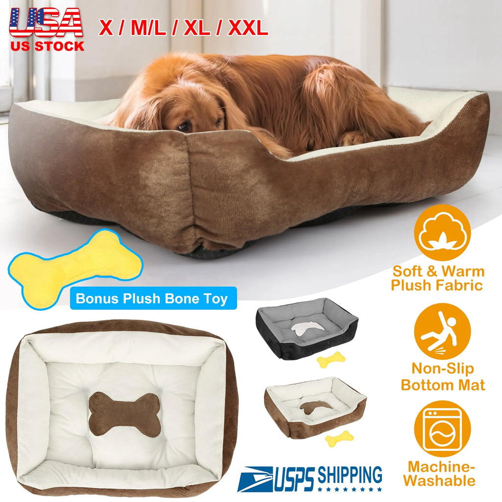 Large brown Linx Group pet dog bed with soft, warm cushioning for cozy comfort.