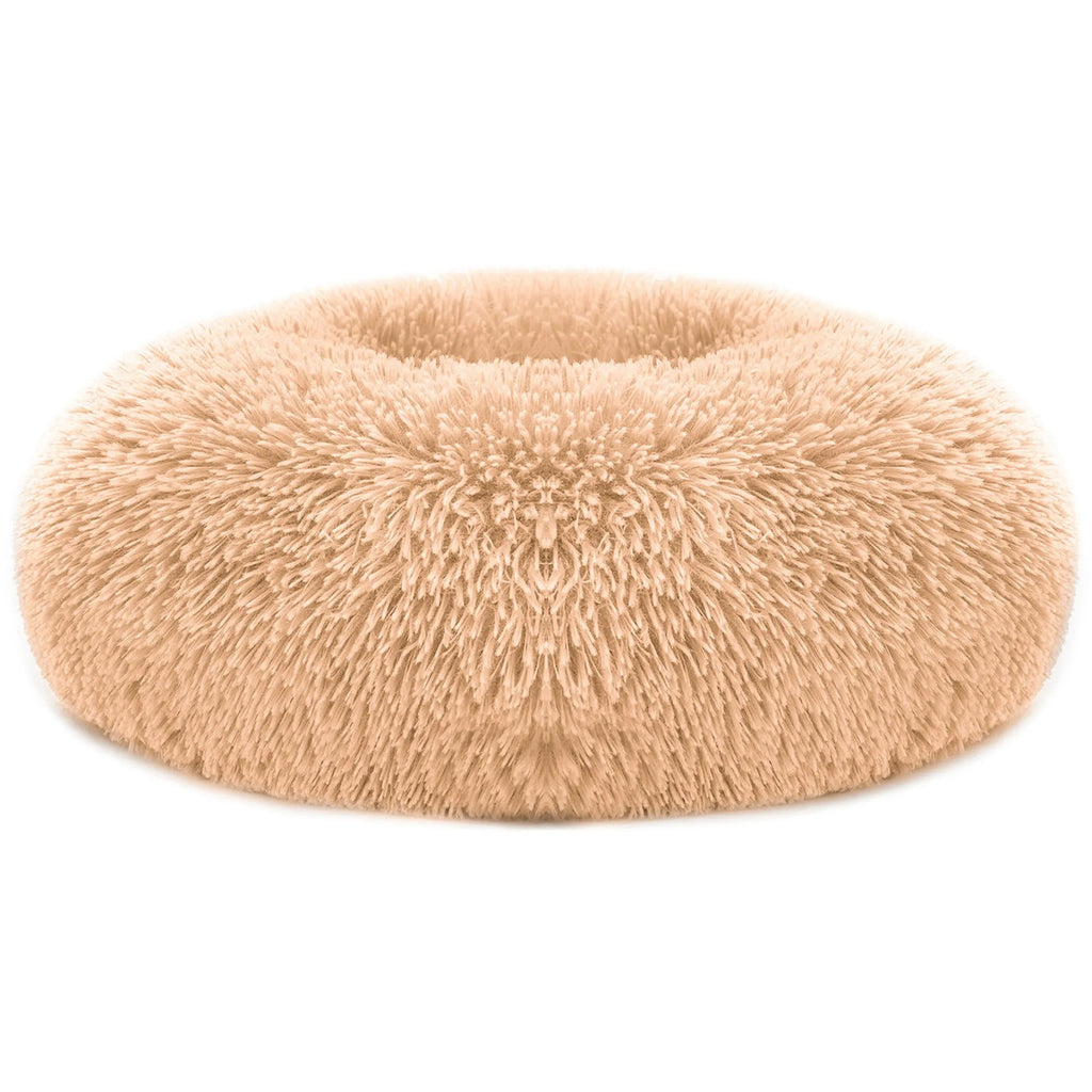 Soft warm fleece puppy dog bed by Linx Group, cozy and plush cat bed with brown fleece fabric for comfort and relaxation.