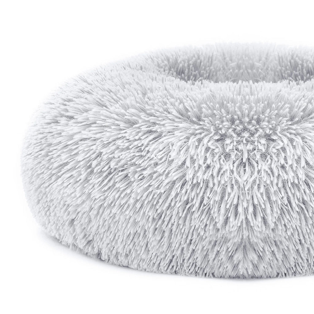 Soft warm fleece puppy dog bed by Linx Group, cozy cat bed with plush brown fabric for comfort and relaxation.