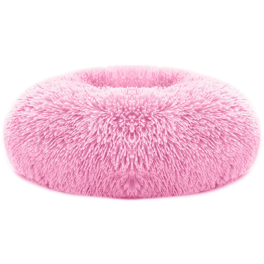 Soft warm fleece pet bed for puppies and cats by Linx Group, featuring a cozy pink design and plush cushioning.