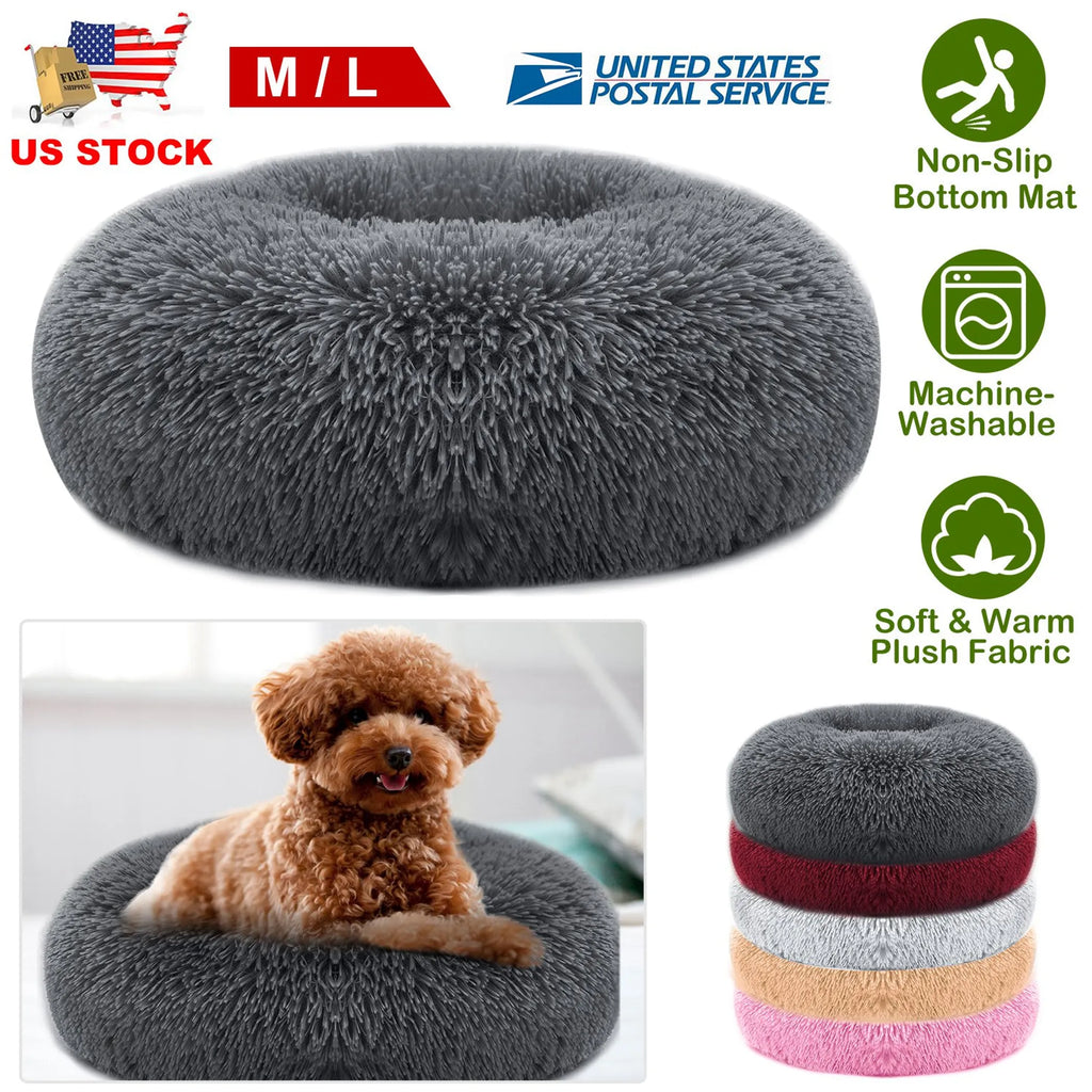 Soft pink fleece pet bed for puppies and cats by Linx Group, featuring a cozy, calming design for comfortable sleep.