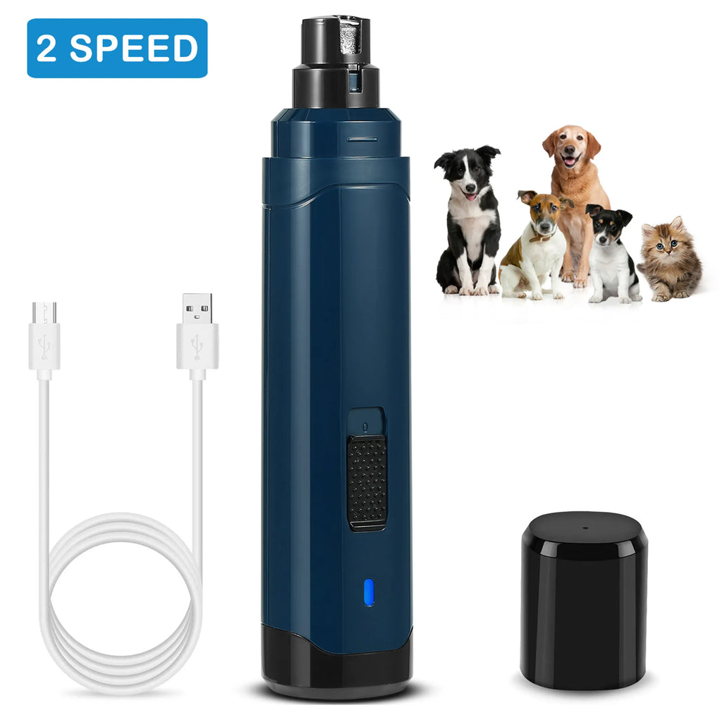 Linx Group dog nail grinder with two speeds, quiet USB rechargeable pet grooming tool for trimming nails.