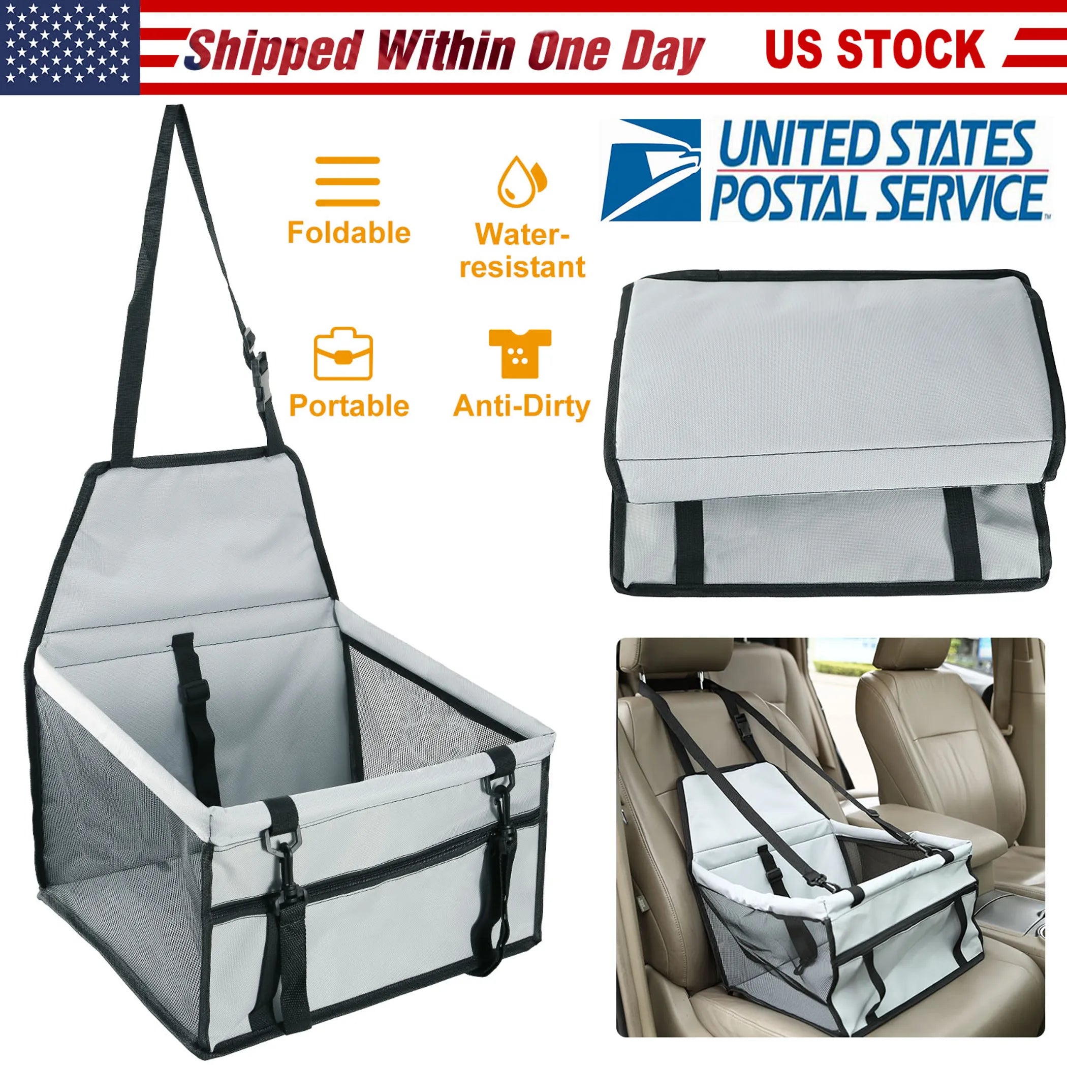 Red foldable dog booster car seat by Linx Group, designed for safe pet travel in a compact pets carrier.