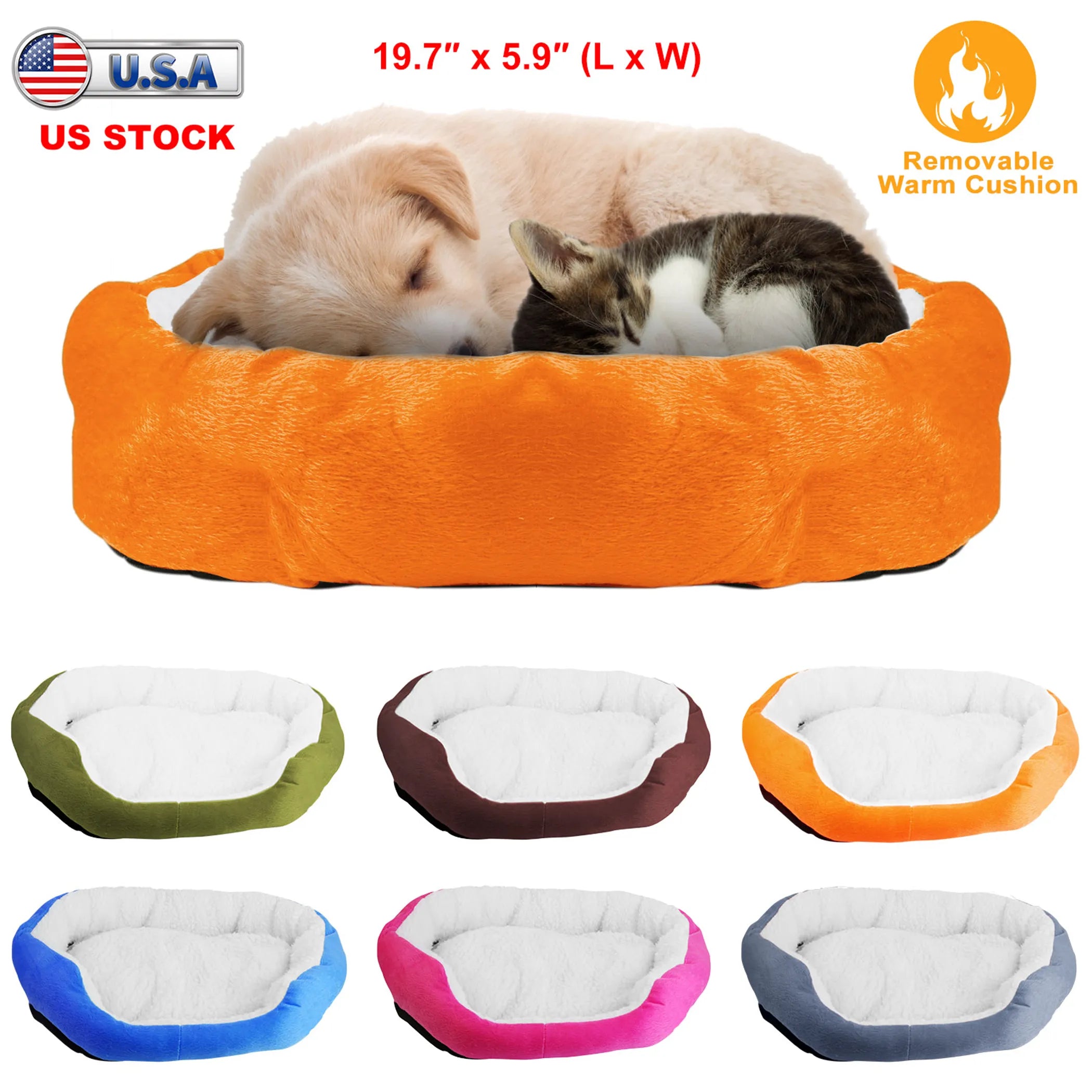 Soft warm fleece pet dog bed by Linx Group, cozy nest sofa cushion in orange for small dogs, plush and comfortable.