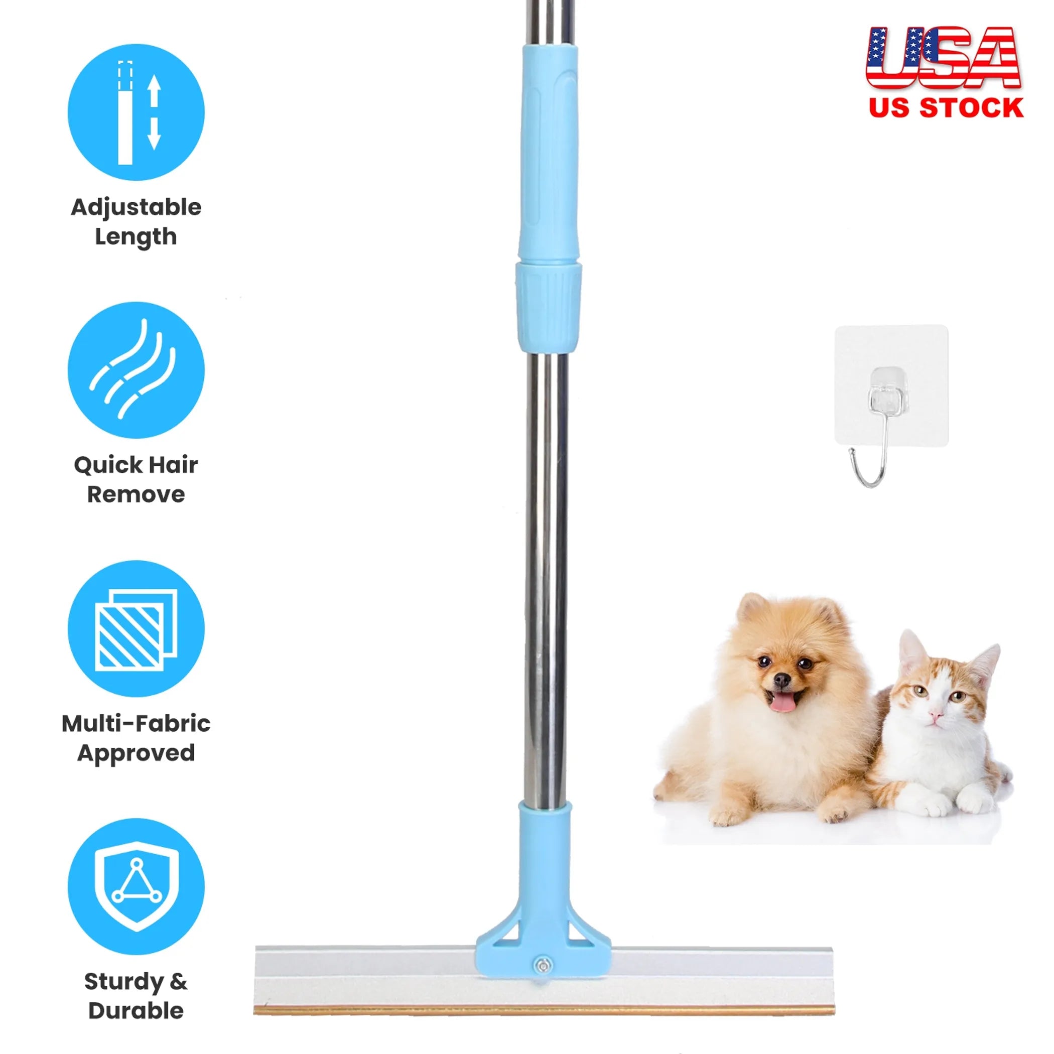 Blue pet hair removal rake by Linx Group, a grooming tool for dogs and cats to easily remove shedding hair.