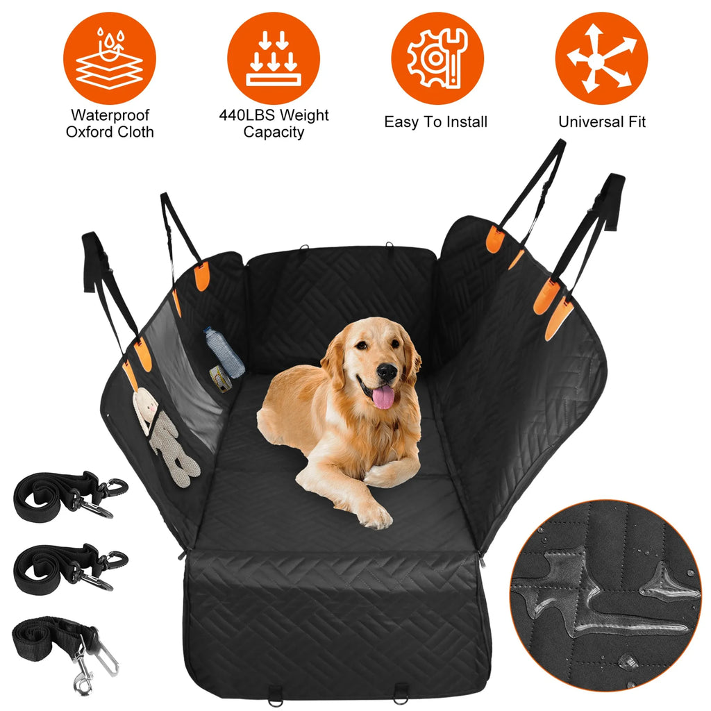 Linx Group dog car seat cover for back seat protection, waterproof travel pet seat cover with adjustable straps and non-slip backing.