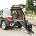 Foldable Linx Group pet ramp for dogs, shown in a folded and extended position, designed for easy vehicle or home access.