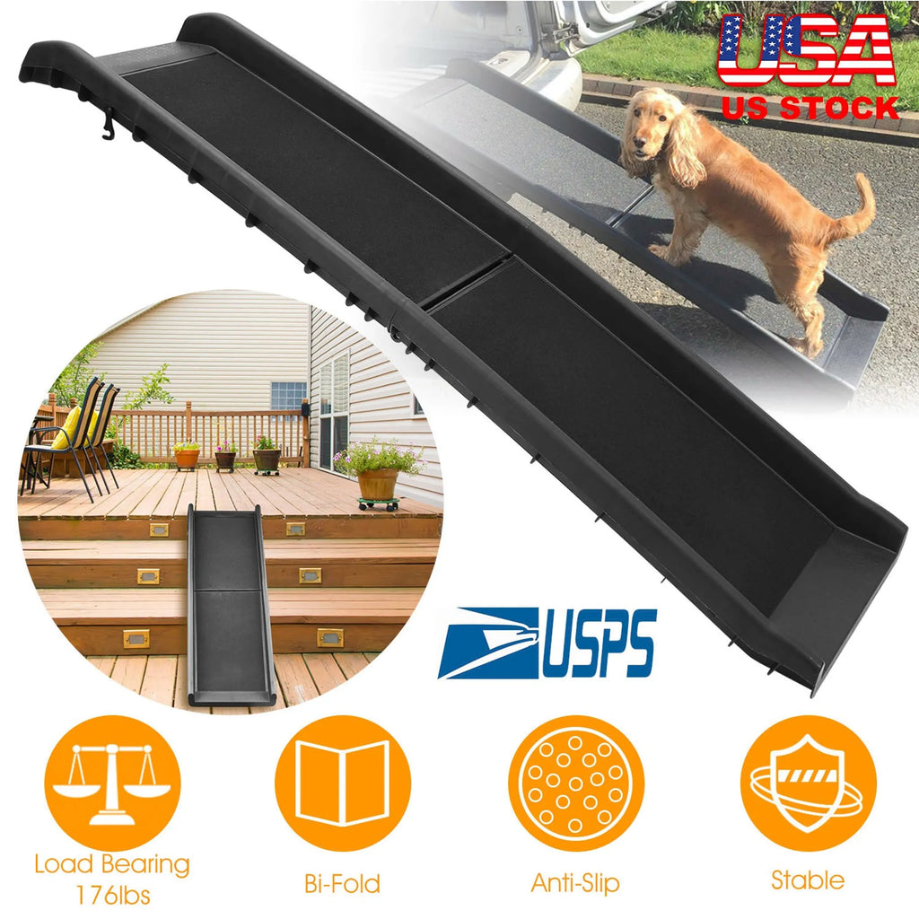 Foldable Linx Group pet ramp for dogs, lightweight and portable, designed to help pets easily access cars or furniture.