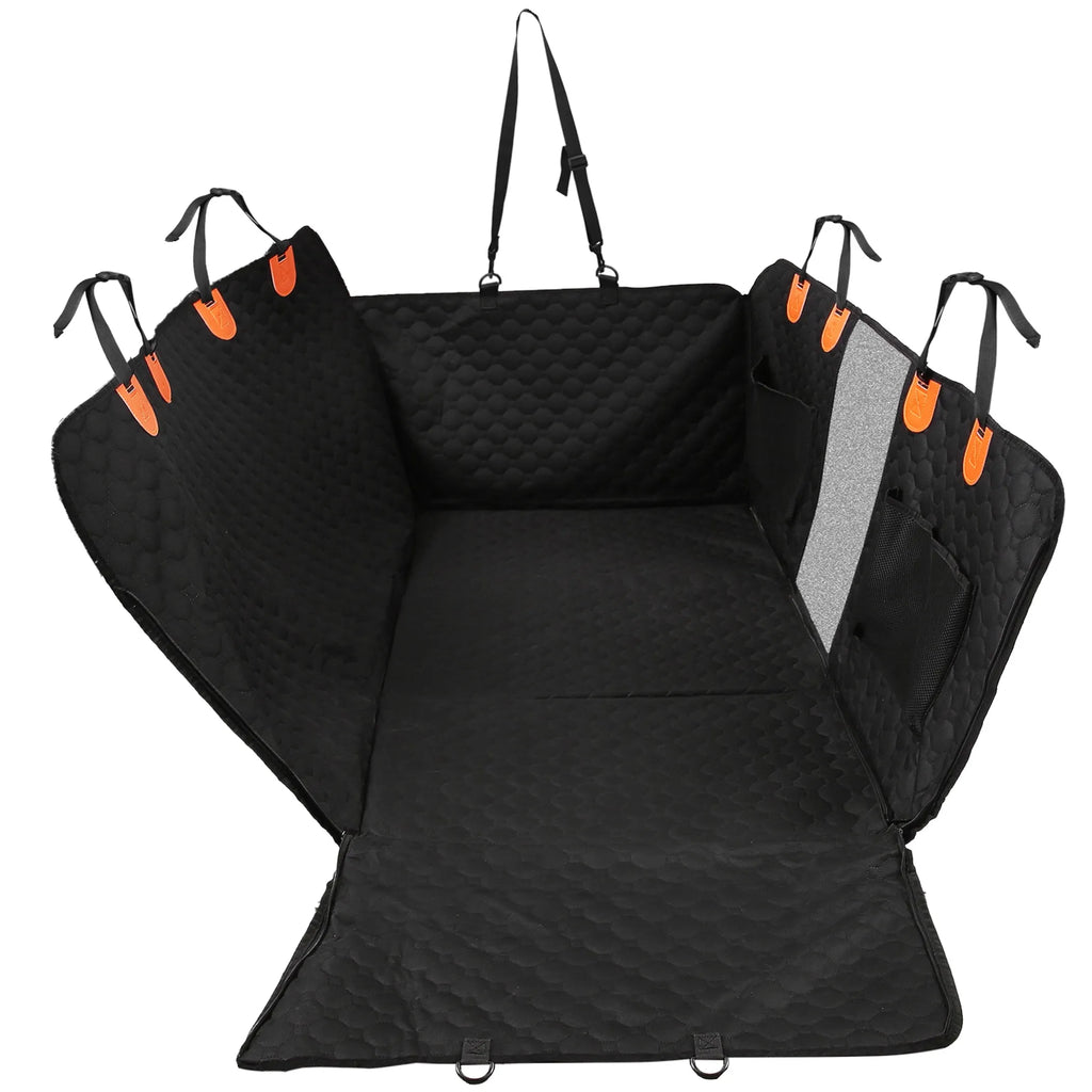 Linx Group dog car back seat cover for travel, waterproof pet seat protector with adjustable straps and side flaps.