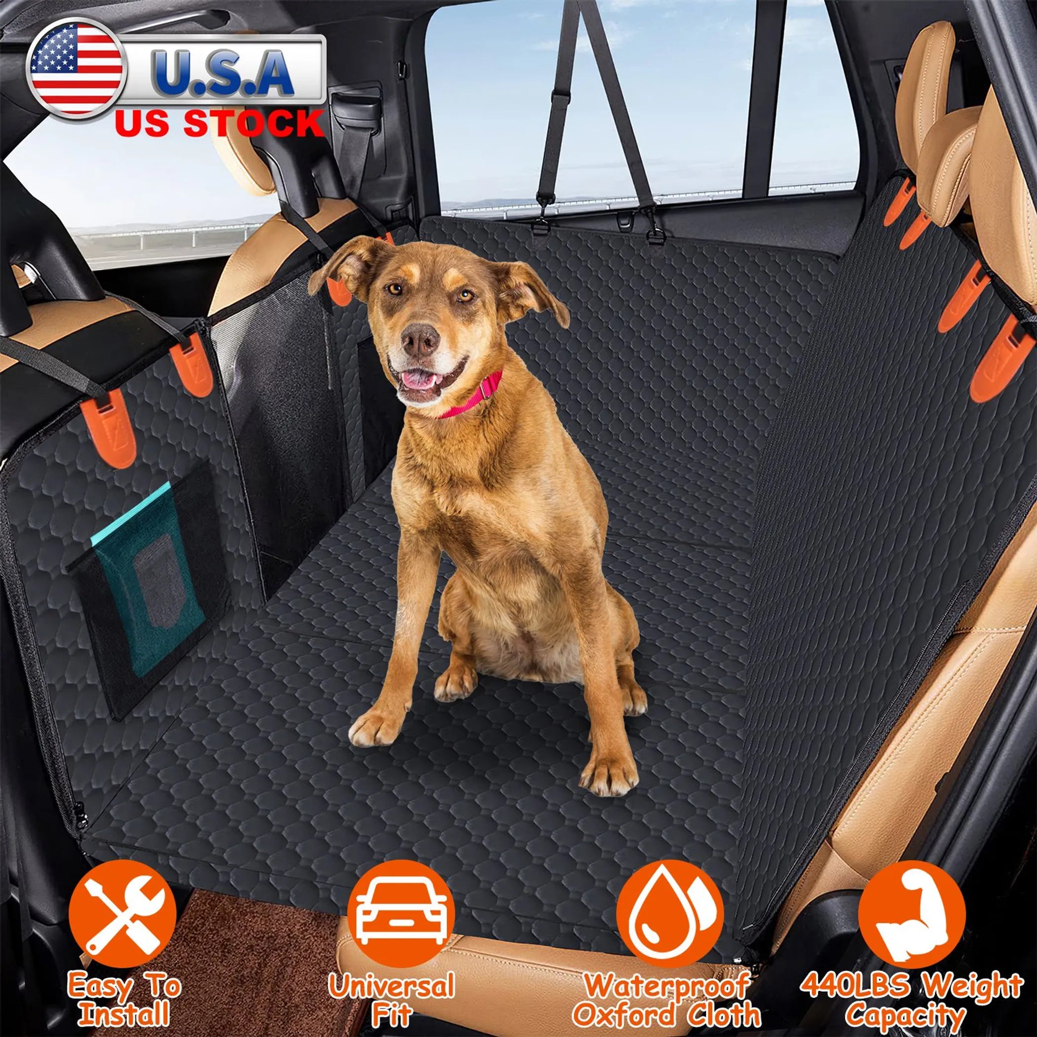 Linx Group dog car back seat cover for travel and seat protection, durable pet supplies for car seat safety.