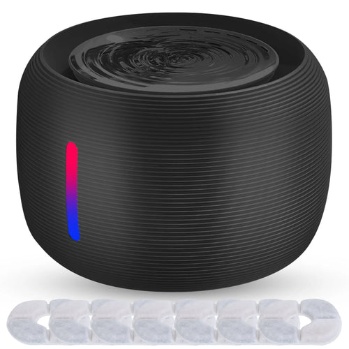 Black 2.5L Linx Group pet water fountain for dogs and cats, with a sleek design and easy-to-access water flow.